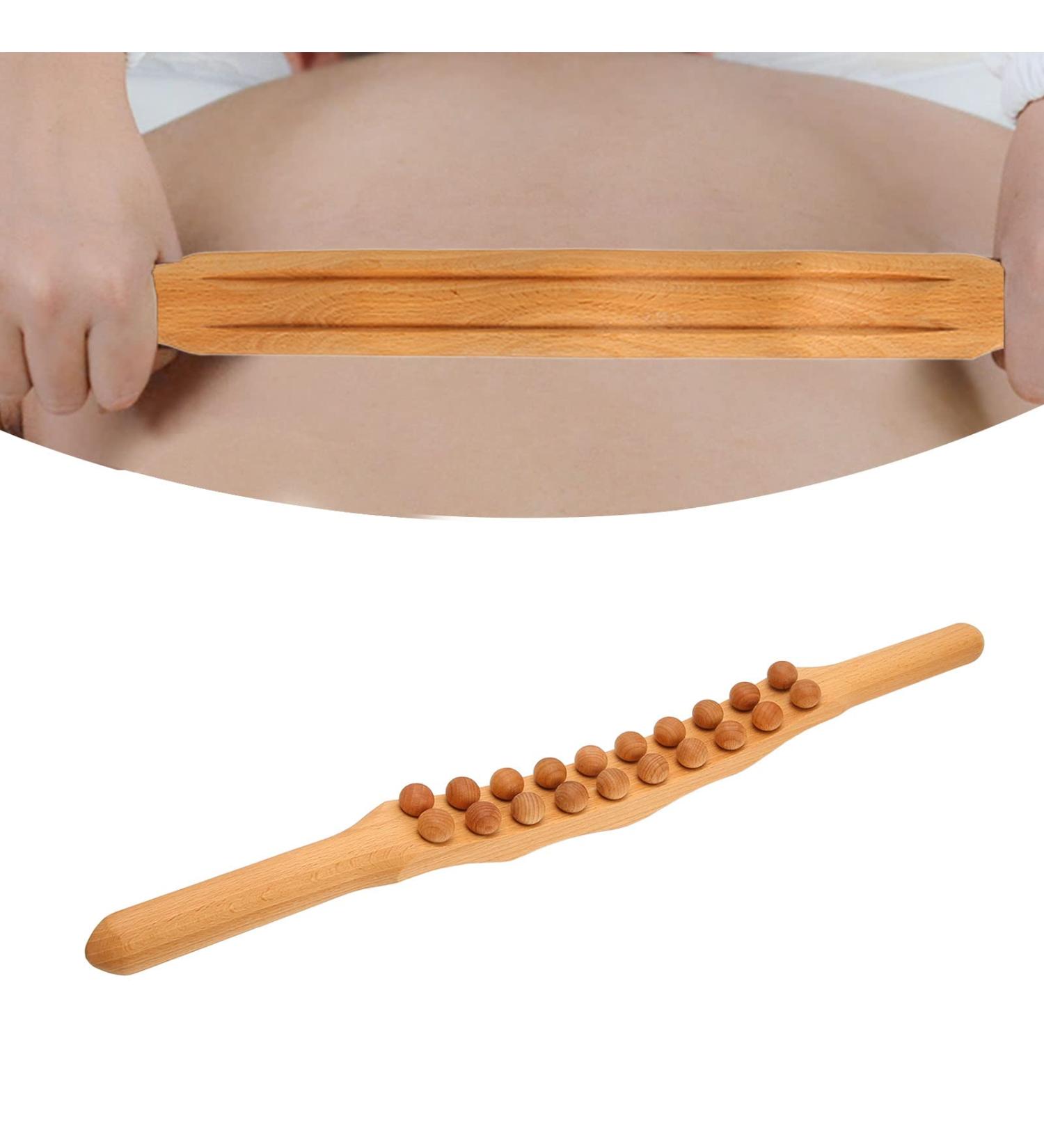 Muscan Therapy Massage Tab - Gua Sha Stick & 20 Pearl Wooden Scratching Bar for Muscle Relaxation | International Shipping - Buy Online on GoSupps.com