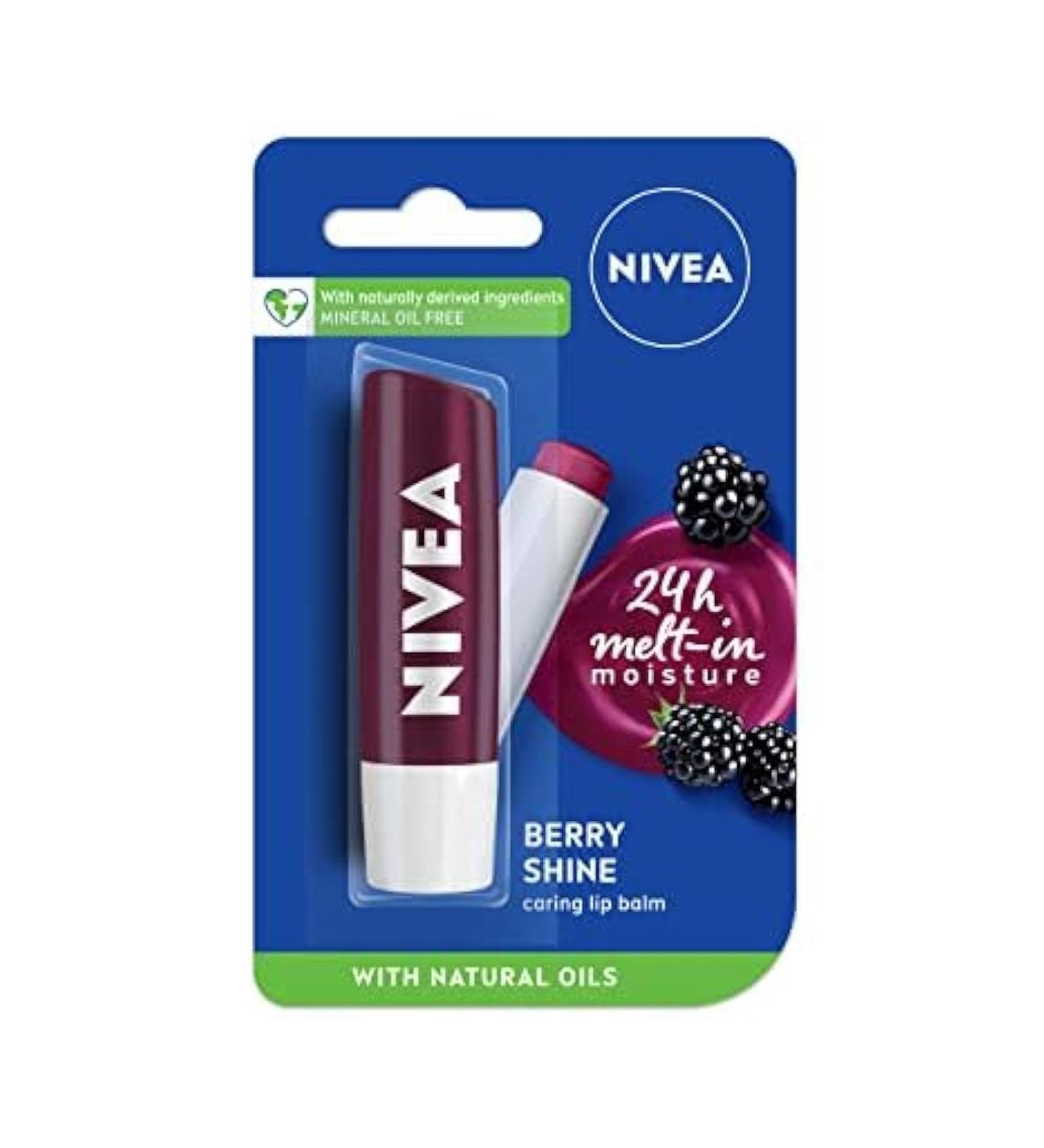 Lip Balm BlackBerry Shine 24h Moisture 4.8g Shimmery pigments for a beautiful subtle shine paraben free.