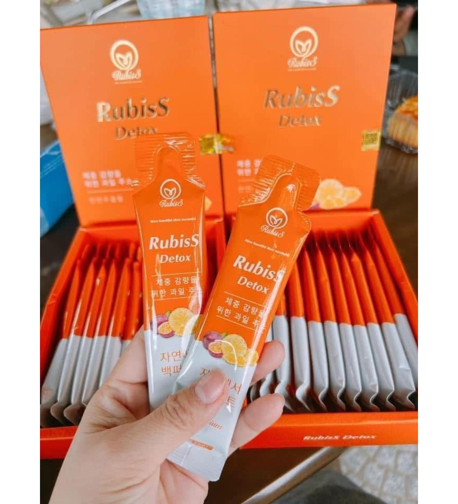 Nuoc ep Chanh Day Dua Giam Can Rubiss Detox Fruit Juice Supplement 12 Pack x 20ml Pineapple & Passion Fruit Blend