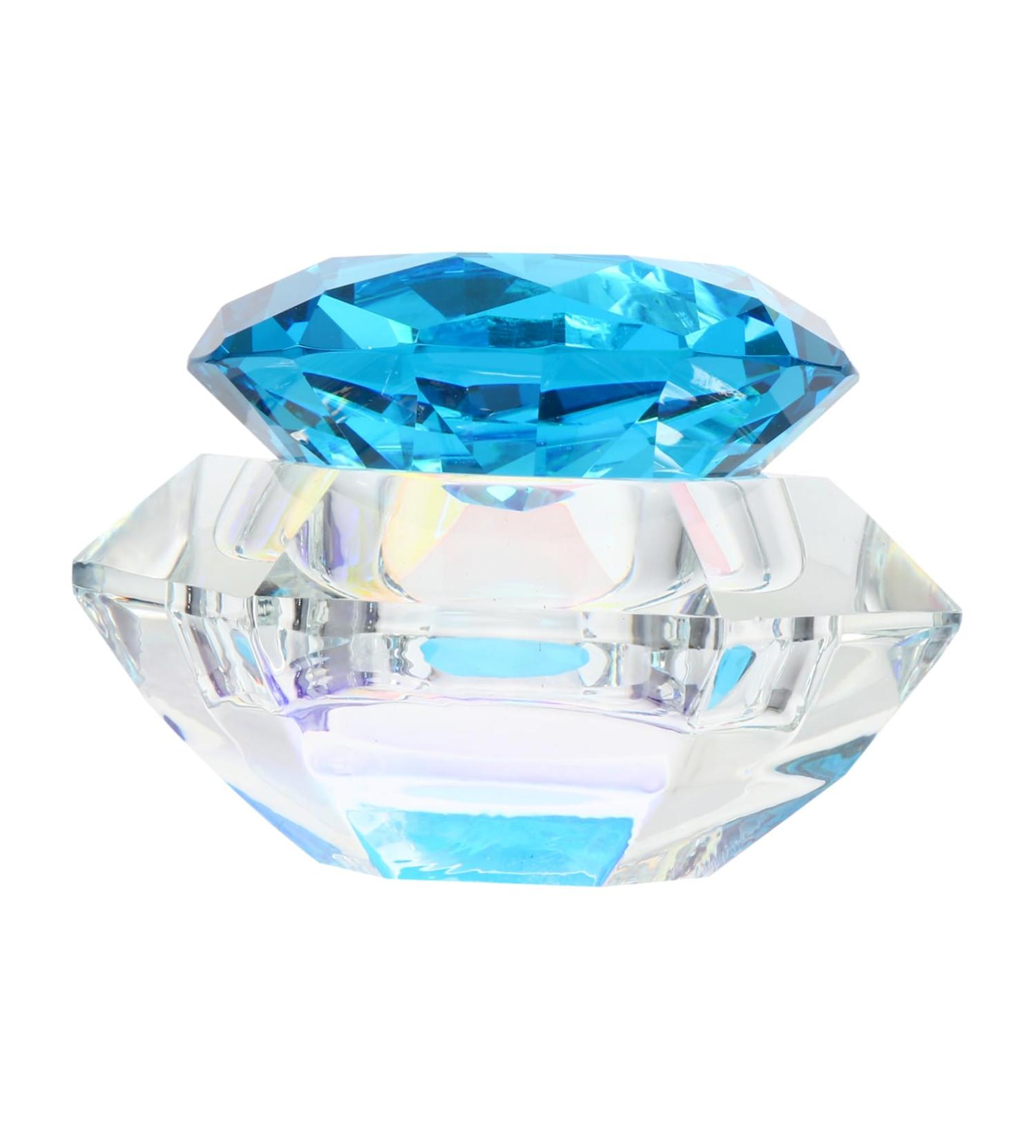 POPETPOP 1pc Nail Art Crystal Cup Containers with Lids Diy Powder Holder Jewelry Holder Nail Powder Container Nail Art Liquid Cup Clear Glass Crystal Cup Crystal Art Glass Acrylic Self Made 7.5x6cm Blue - Buy Online on GoSupps.com