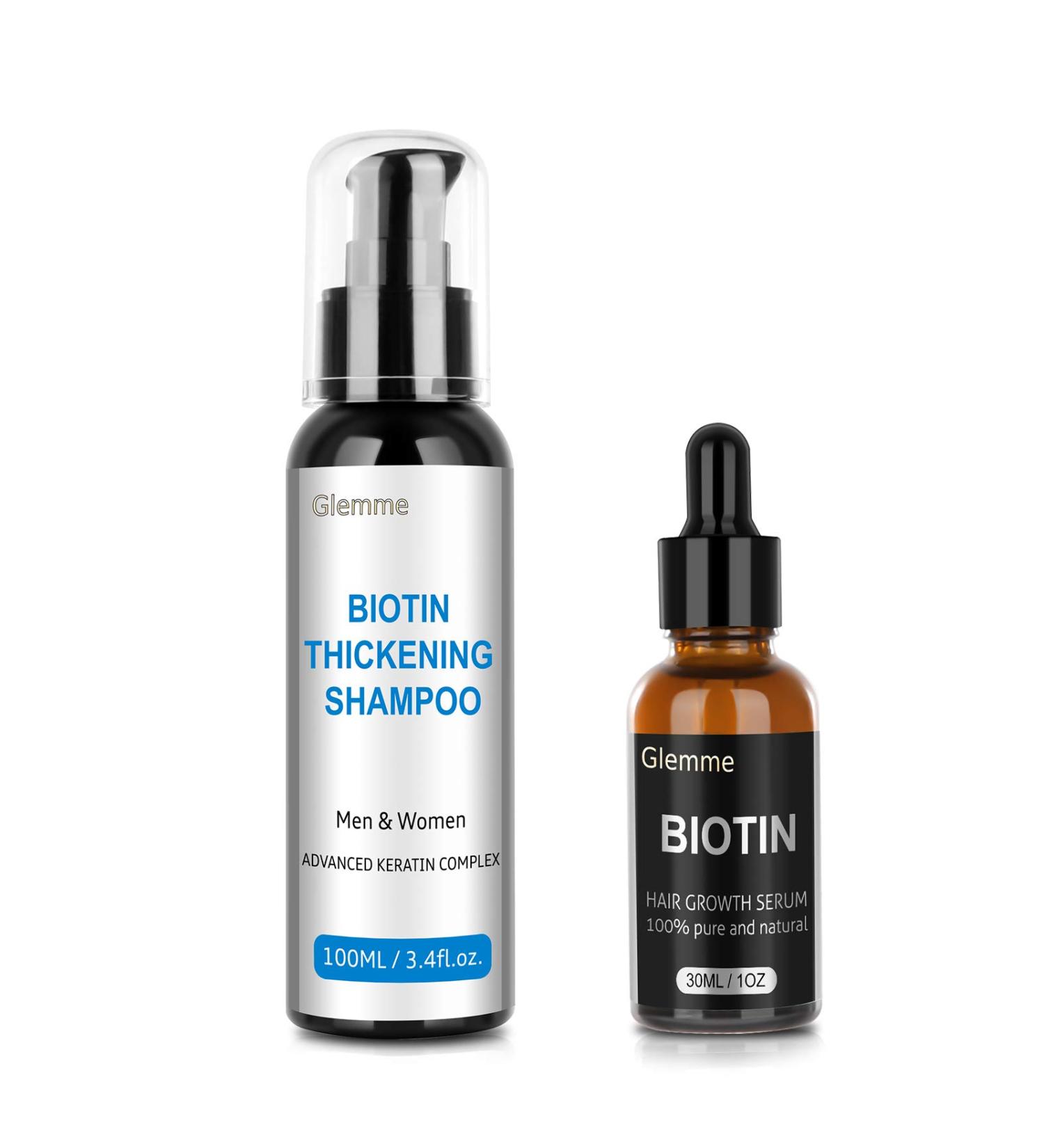 Biotin Hair Growth Serum & Shampoo Set for Men and Women - Hair Loss Treatment, Scalp Regrowth, Natural Thickening & Volumizing - Fuller, Thicker Hair - Buy Online on GoSupps.com