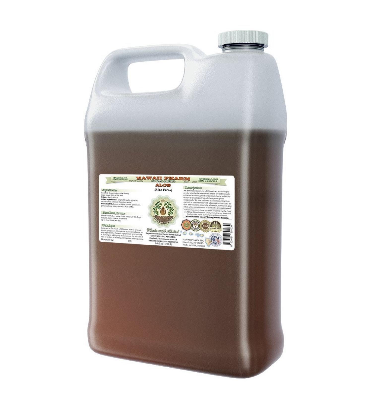 Aloe Alcohol-Free Liquid Extract Aloe (Aloe Ferox) Dried Leaf Glycerite Hawaii Pharm Natural Herbal Supplement 64 oz - Buy Online on GoSupps.com