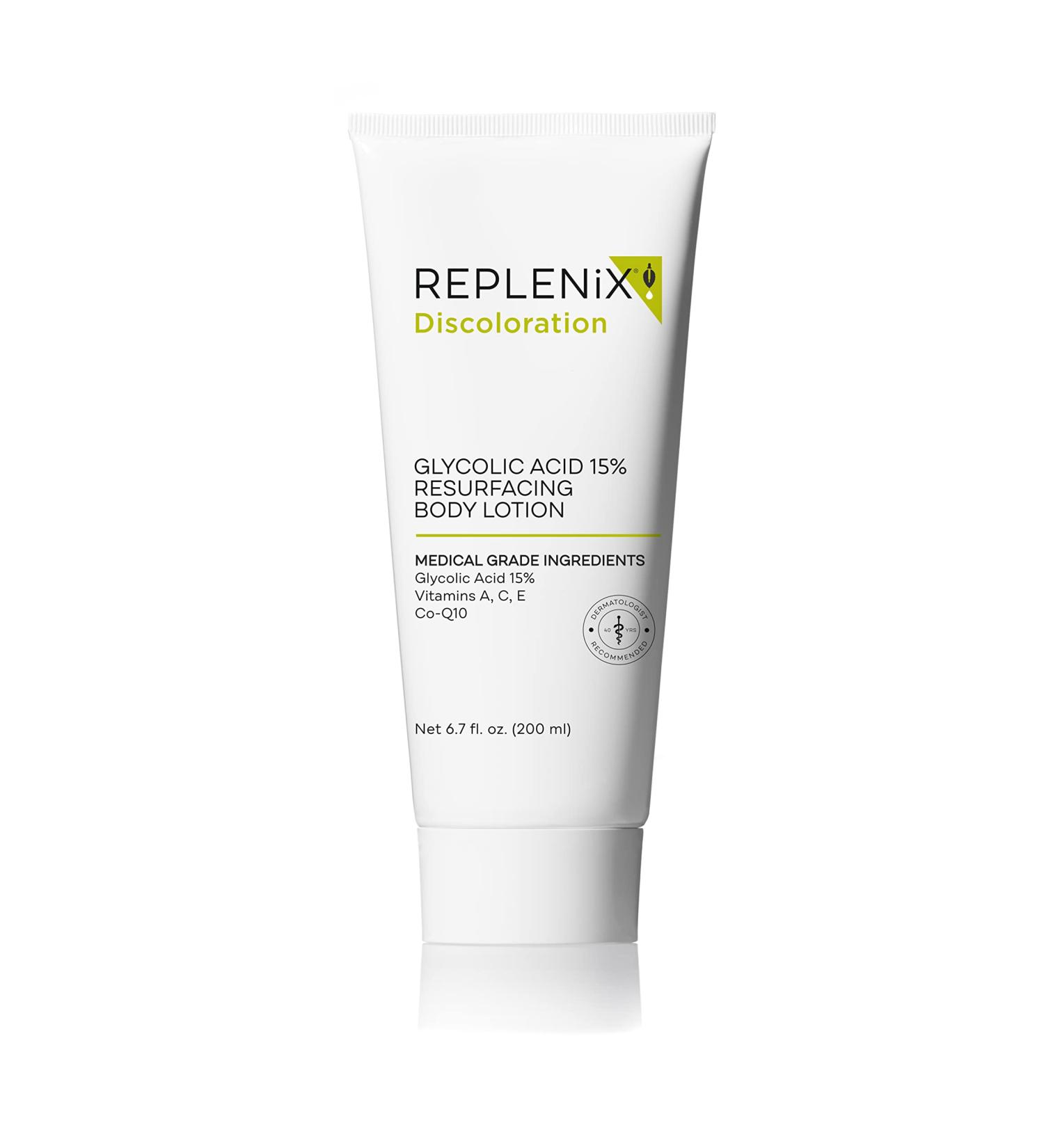 Replenix Glycolic Acid 15% Resurfacing Body Lotion Medical Grade Glycolic Acid Exfoliating Cream Antioxidant Treatment Smooths Skin Texture Suitable for Sensitive Skin 200 mL
