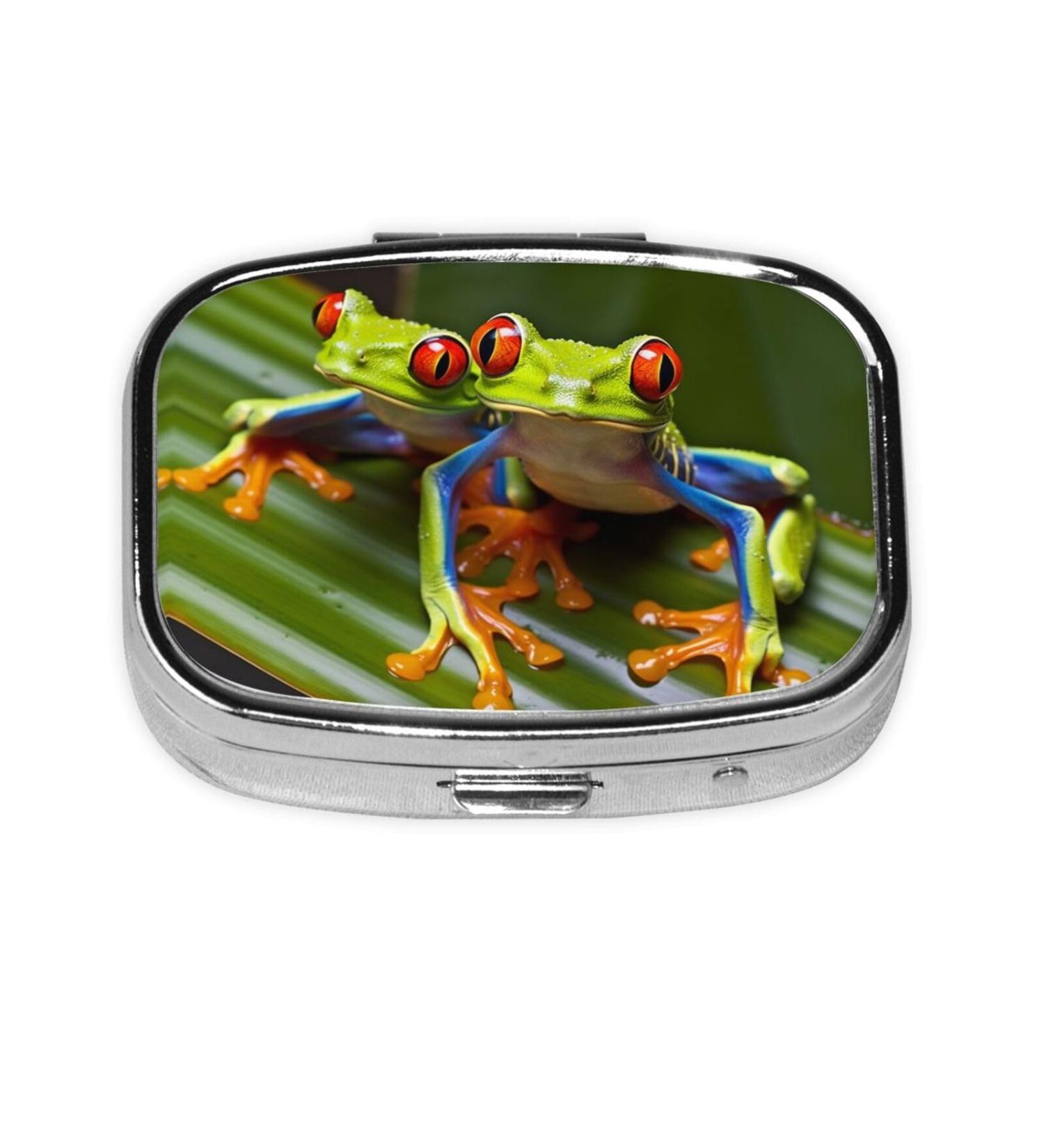 Red Eyed Tree Frog Dual Compartment Pill Case | Cute Travel Pill Box Organizer for Purse & Gifts - Buy Online on GoSupps.com