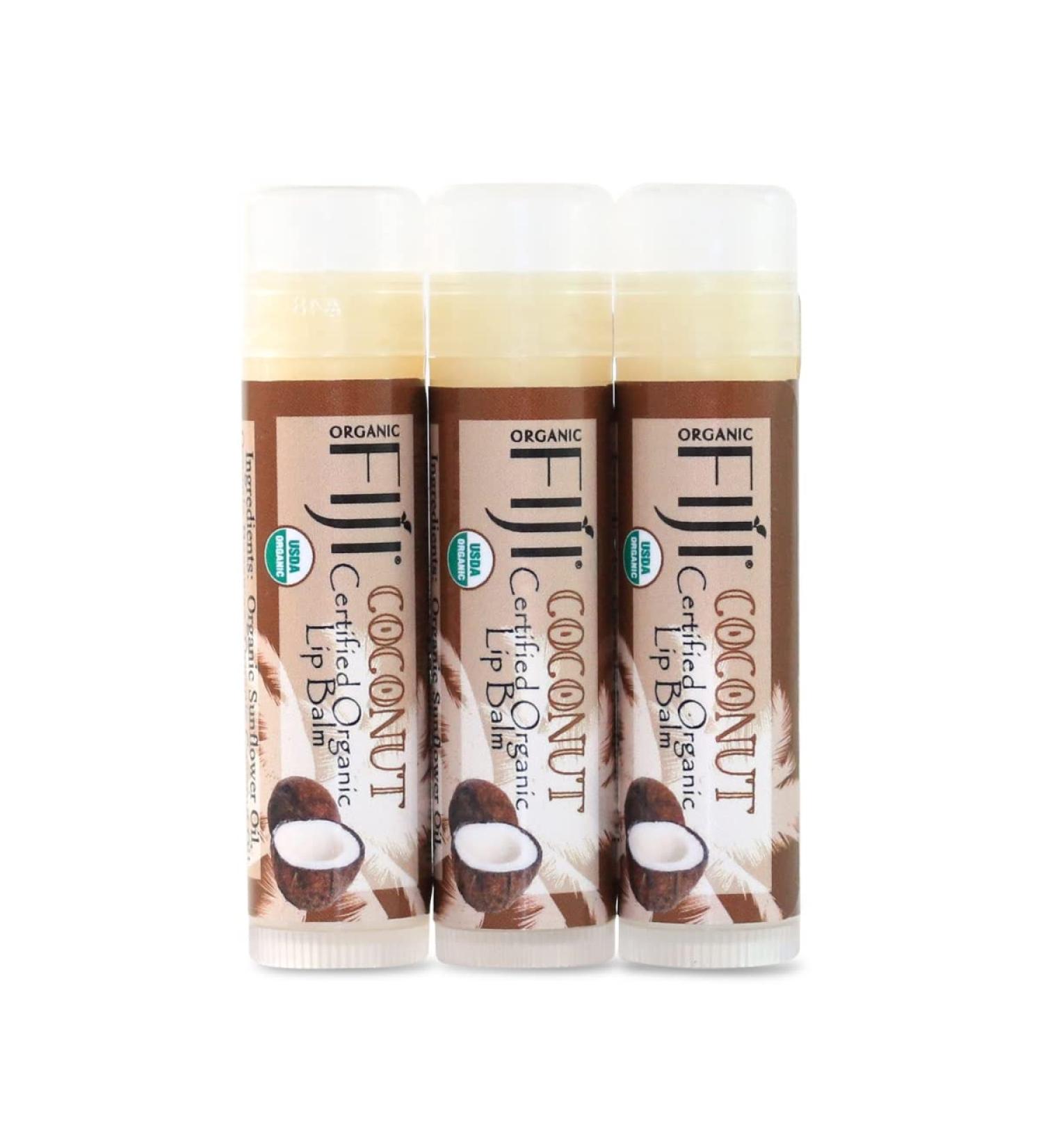 Organic Fiji 833884001364 0.15 oz Coconut Lip Balm - Pack of 3