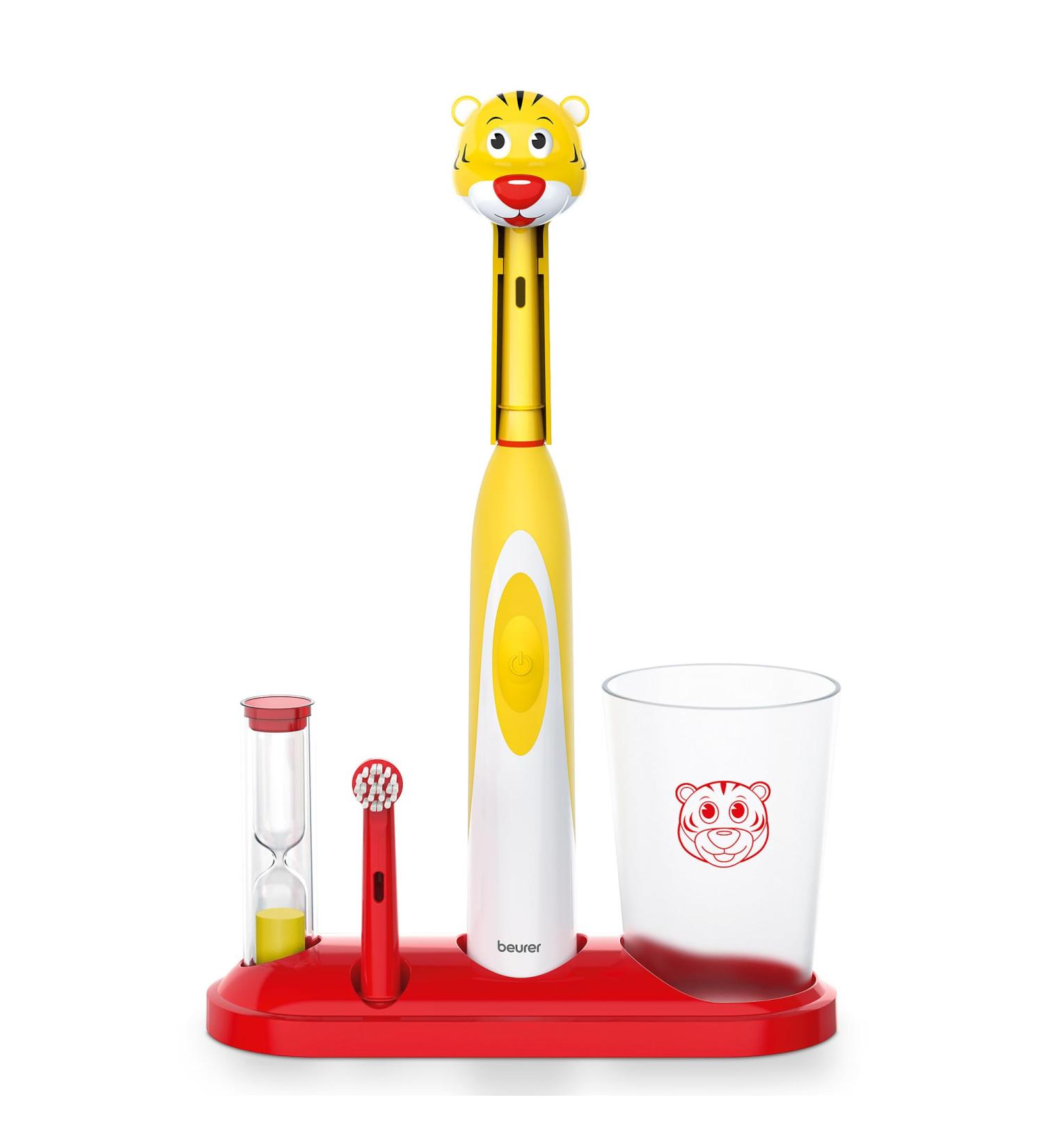Beurer TB10 Kids Electric Toothbrush Kit - Fun Theo The Tiger 2 Extra-Soft Brush Heads 2-Minute Timer BPA-Free Safe for Ages 3 - Buy Online on GoSupps.com