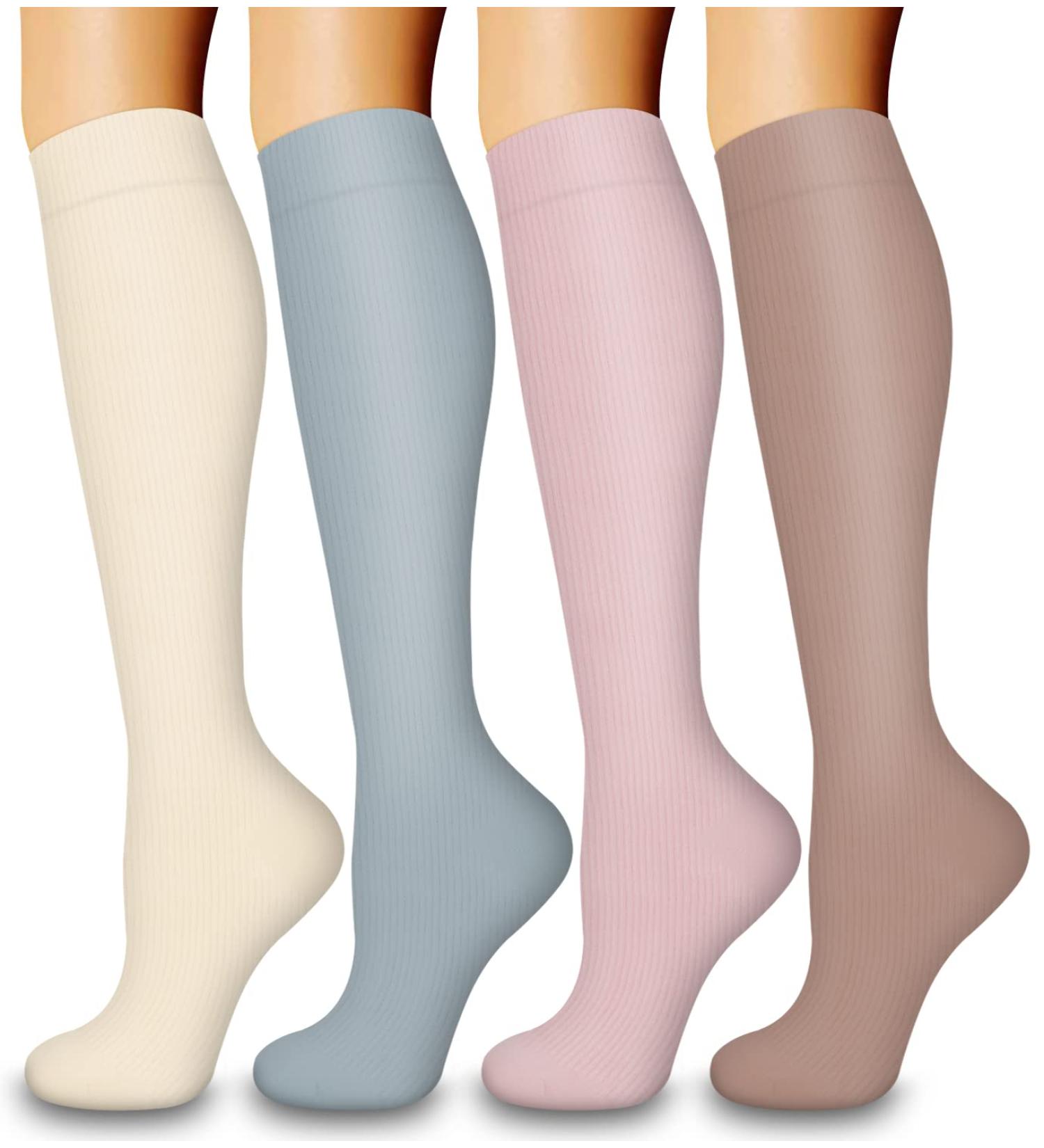 Laite Hebe Compression Socks 4 Pairs - Support for Nurses & Athletes - Assorted Colors - Large-X-Large - Buy Online on GoSupps.com