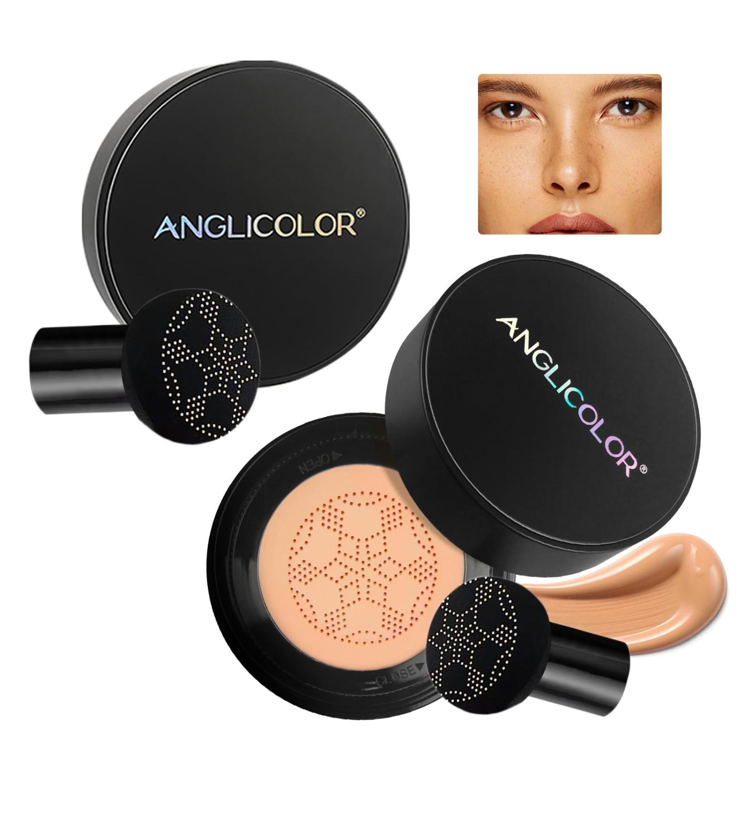 Anglicolor Mushroom Head Air Cushion CC Cream Strong Concealer 2PC Face Makeup Cushion Foundation Long Lasting Moisturizing BB Cream Makeup Base Primer Even Skin Tone for All Skin Types (2PC05) - Buy Online on GoSupps.com