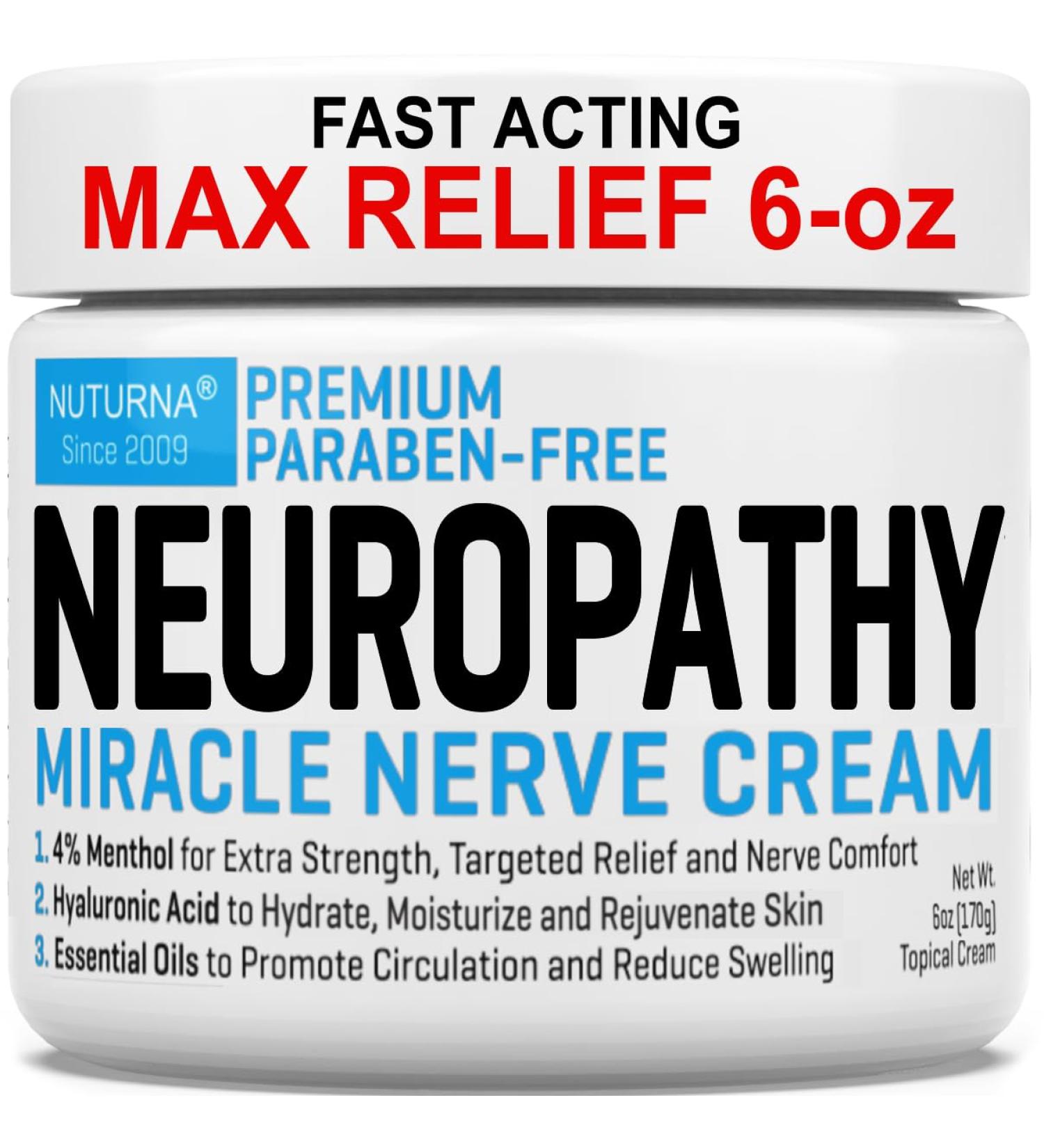 Neuropathy Nerve Relief Cream - Maximum Strength 4% Menthol | 3X Action Soothing Comfort for Feet Hands Legs & Back - Extra Large 6 Oz - Buy Online on GoSupps.com
