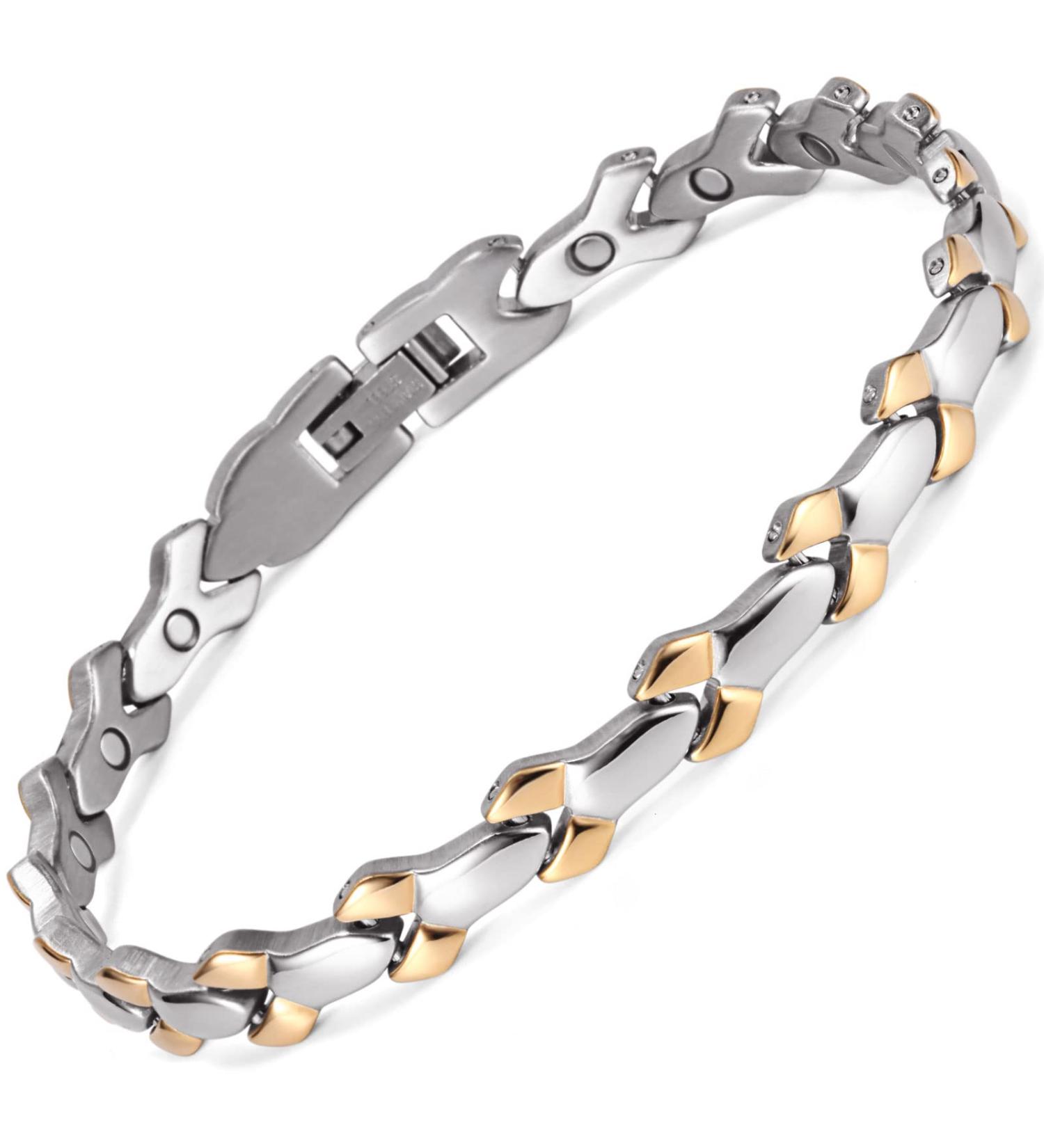 Rainso Magnetic Beams for Women | Elegant Silver Gold Titanium Steel Spanner Patte | Adjustable Size Magnetic Band with Gift Box - Buy Online on GoSupps.com