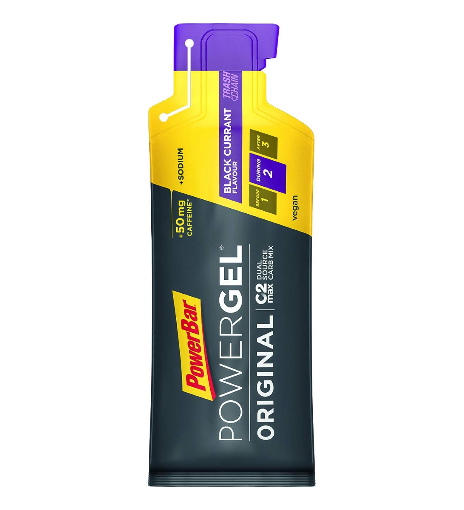 Powerbar gel dietary supplements.Concentrated carbohydrate gel for athletes with caffeine and sodium-black currant taste no color one size