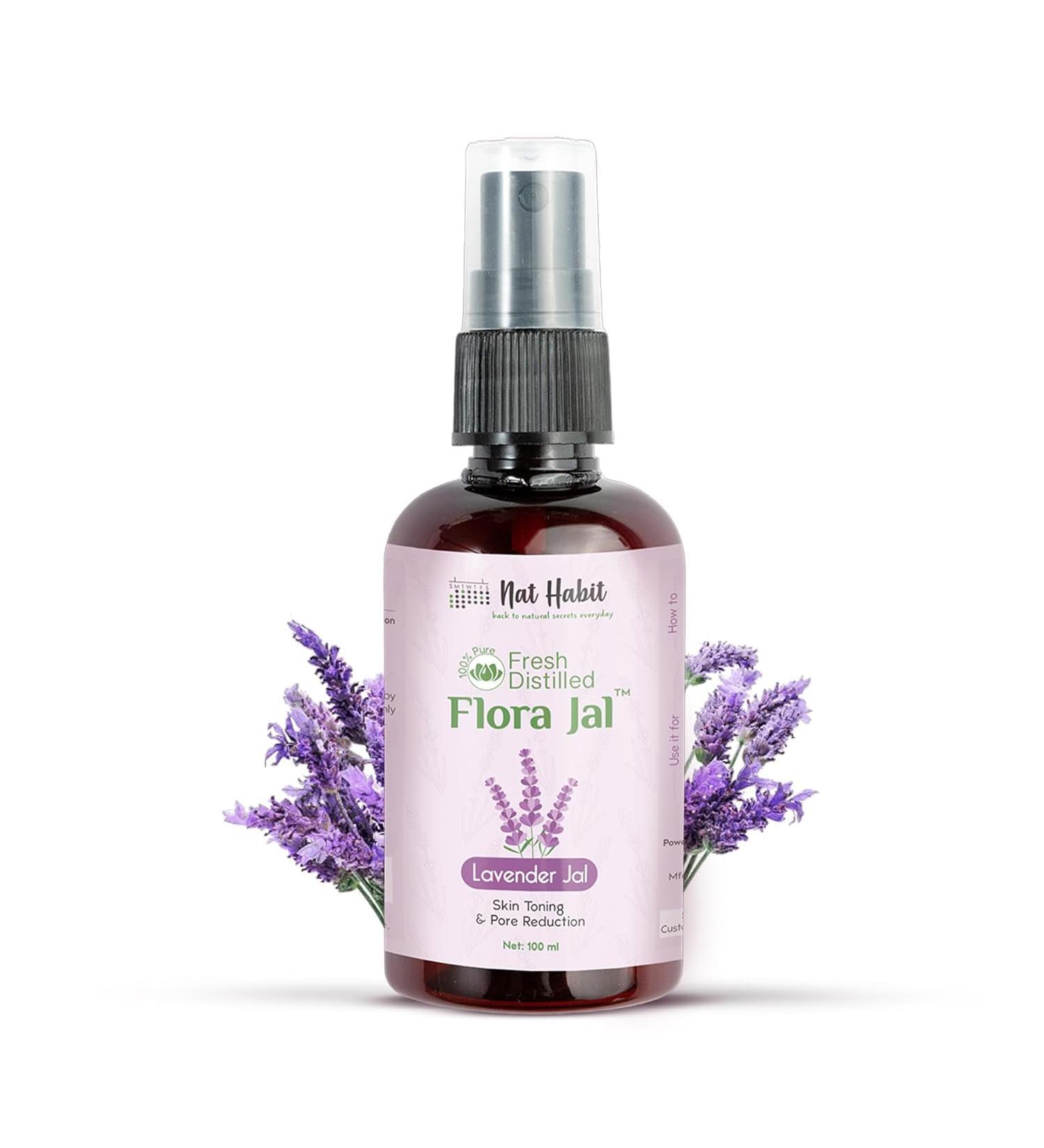 NAT Habit - 100% Pure Lavender Jal - Lavender Water - Toner Face-Mist Astringent & Face Spray- Ayurvedic Steam-Distilled for Oil-Control Acne-Control Skin Hydration (Pack of 1 100 ml) - Buy Online on GoSupps.com