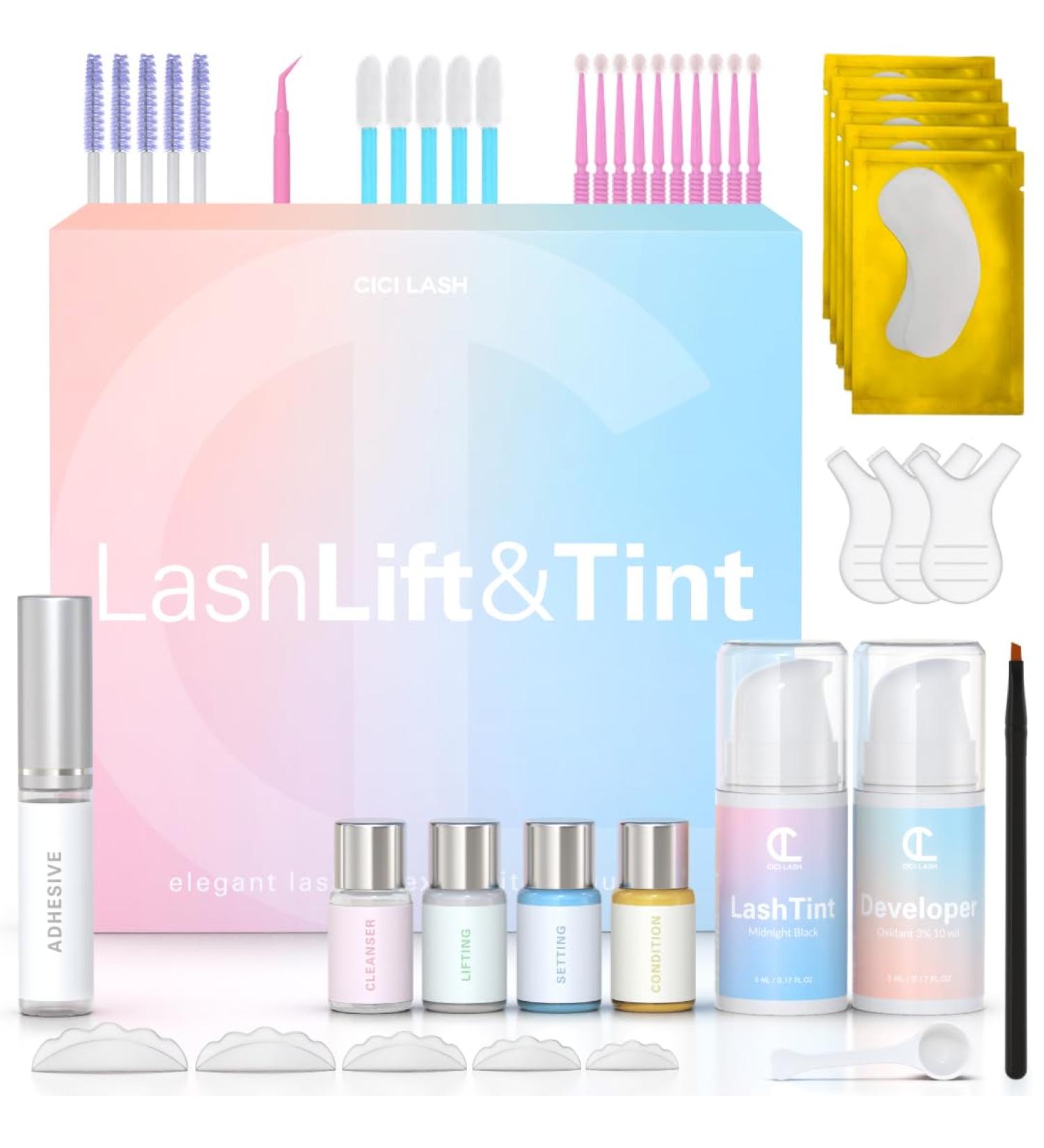 Lash Lift and Tint Kit with Keratin Conditioning by CICI | Instant Professional Perming Lifting & Tinting for Eyelashes | Black Color Dye | Long-Lasting Salon Results At Home | DIY Tools and Supplies - Buy Online on GoSupps.com