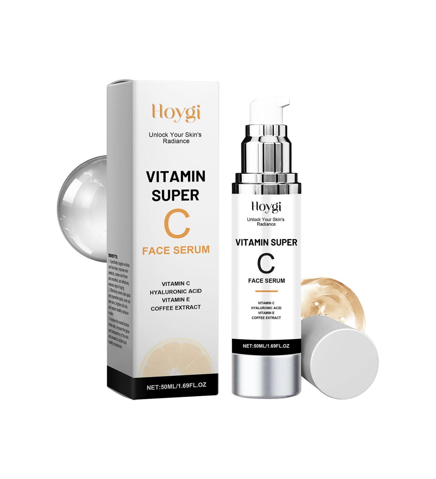 Super Vitamin C Face Serum Moisturising & Brightening Vitamin C Serum Dark Spot Corrector Anti Aging Wrinkles and Smoothes Skin Texture Facial Serum - Buy Online on GoSupps.com
