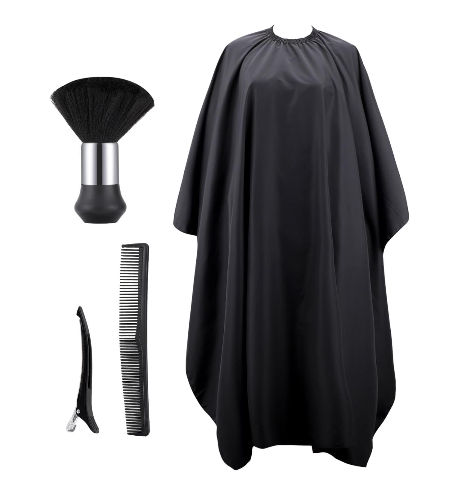 Segbeauty Barber Cape - Professional 55x63 Black Hair Cutting Cape with Adjustable Neck Size & Neck Duster Brush for Stylist - Ideal for Home Use & Salons - Buy Online on GoSupps.com