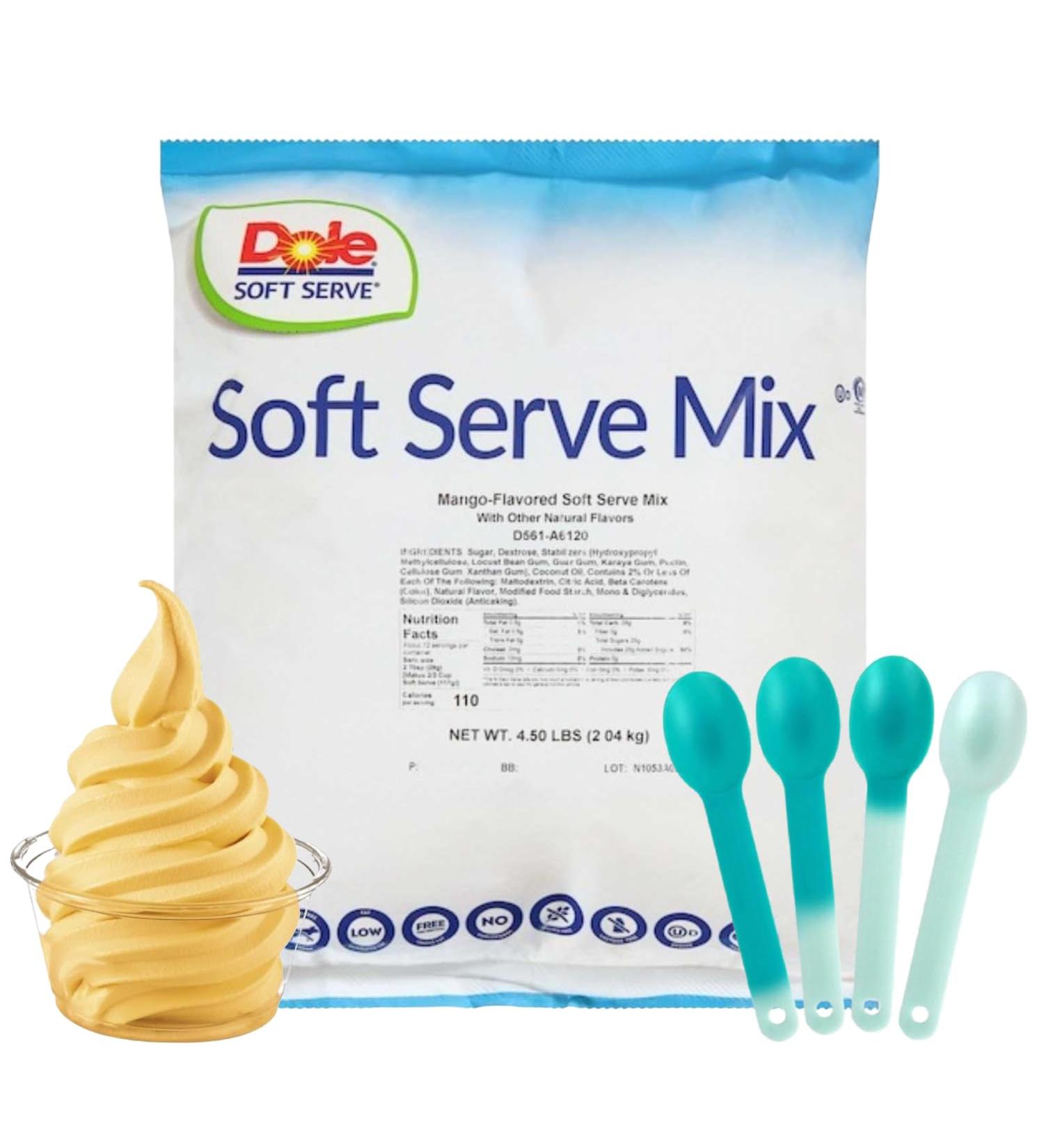 ZippySweets - Soft Serve Ice Cream Machine Mix Mango Flavour Soft Serve Mix 4.5 Pound Bag Comes with 4 Colour Changing Spoons Ideal for Any Ice Cream Machine - Buy Online on GoSupps.com