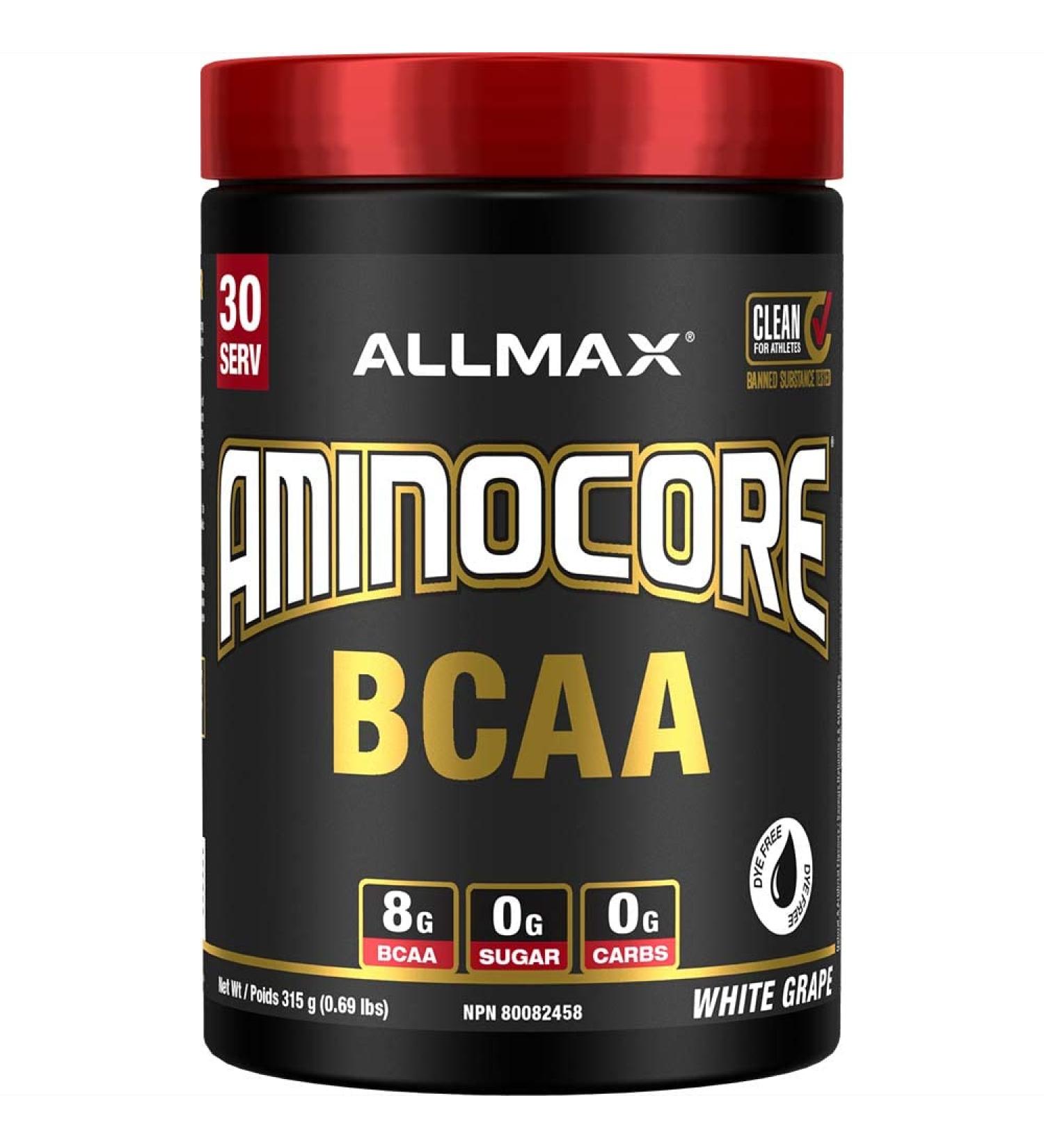 ALLMAX Nutrition Aminocore Bcaa - 8g Bcaas - 100% Pure Branch Chained Amino Acids - Gluten Free 315 gram White Grape White Grape 30 Servings (Pack of 1) 8g Bcaas - Buy Online on GoSupps.com