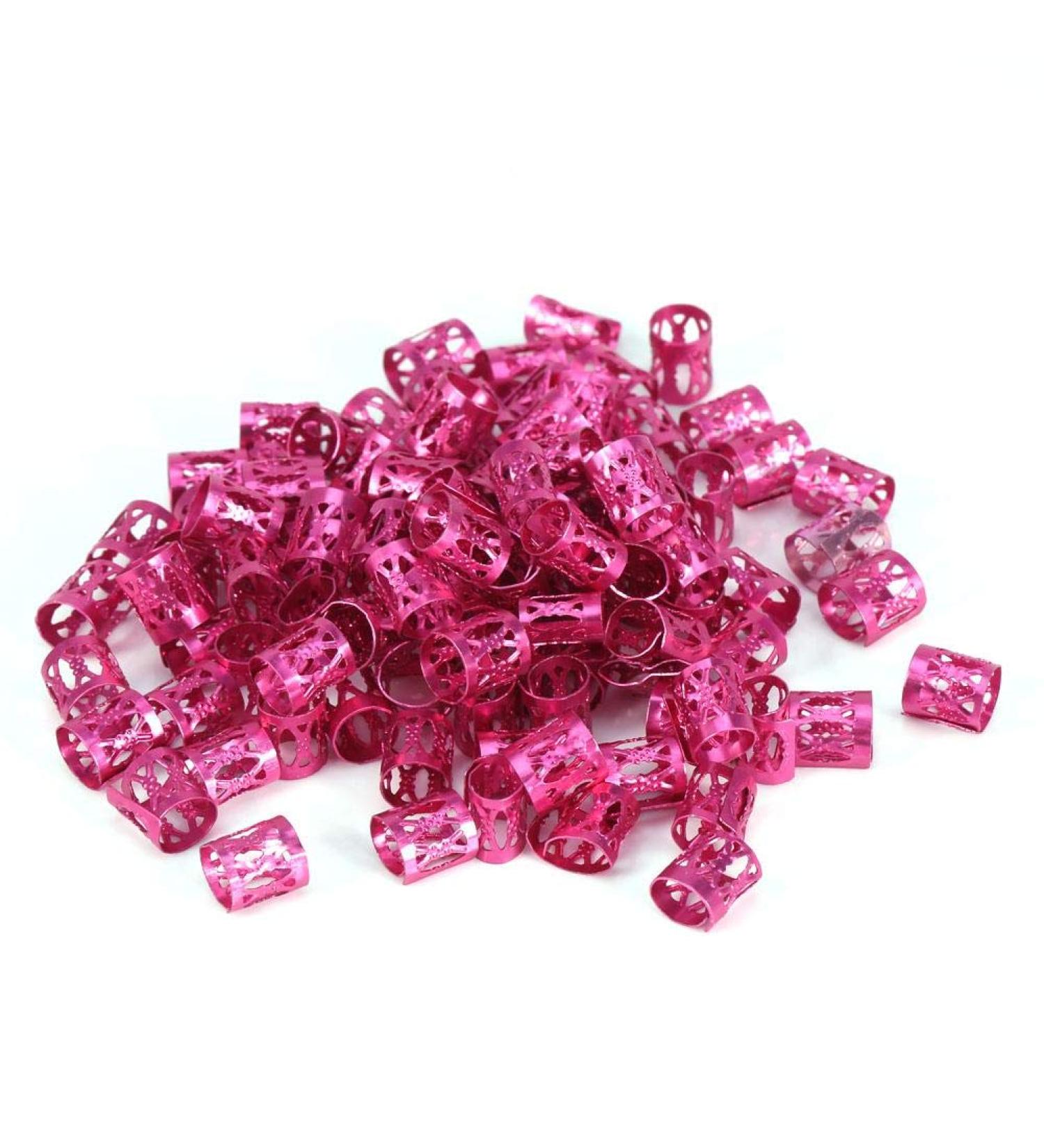 Hair braid tube dreadlocks beads aluminium cuffs mixed multi colours hair tube decoration filigree tube decoration filigree (red purple green blue gold silver rose red) (rose red) - Buy Online on GoSupps.com
