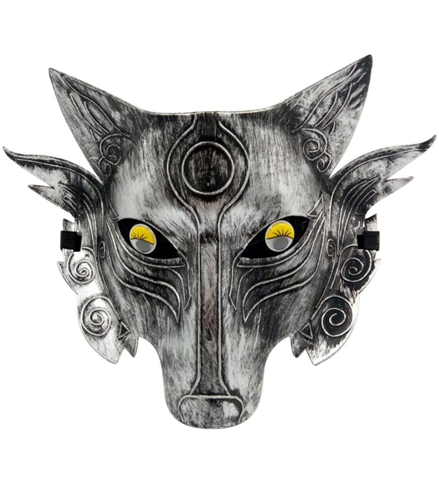 Wolf Mask Plastic Animal Face Mask Novelty Wolf Cosplay Mask Half Face Mask For Masquerade Halloween Fancy Dress Party (silver) - Buy Online on GoSupps.com