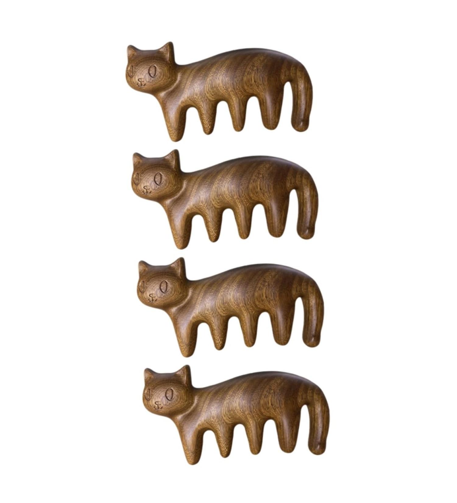 Beavorty 4-Piece Kitten Massage & Hair Cutting Comb Set - Antistatic Wide Tooth Sandalwood Combs for Scalp & Head Massage | Travel-Friendly Hairdressing Tools - Buy Online on GoSupps.com