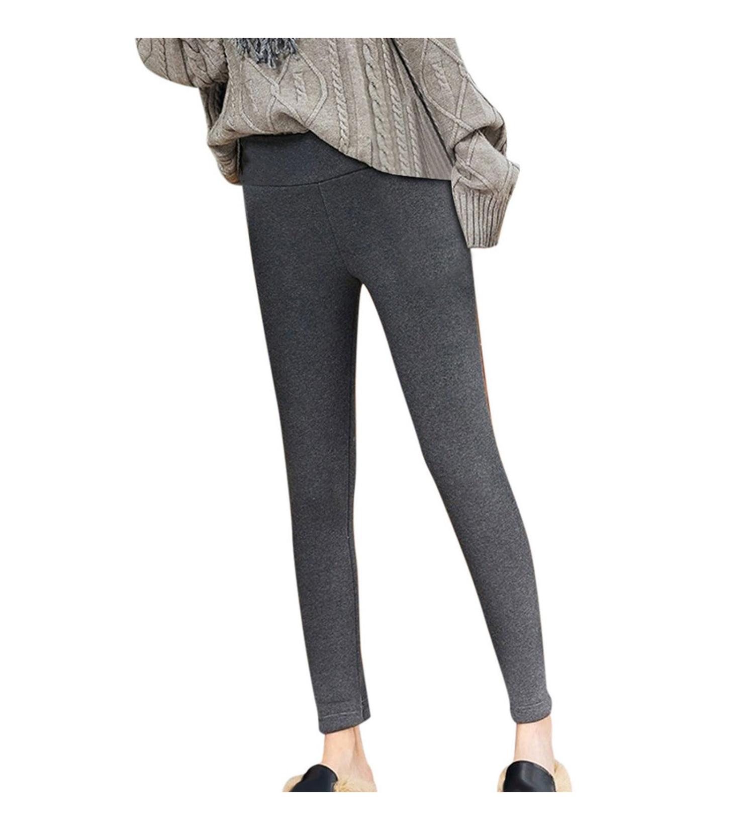 Shop Jiqing Women's Winter High Waist Thermo Leggings - Fleece-Backed Yoga Pants in Gray | International Shipping - Buy Online on GoSupps.com