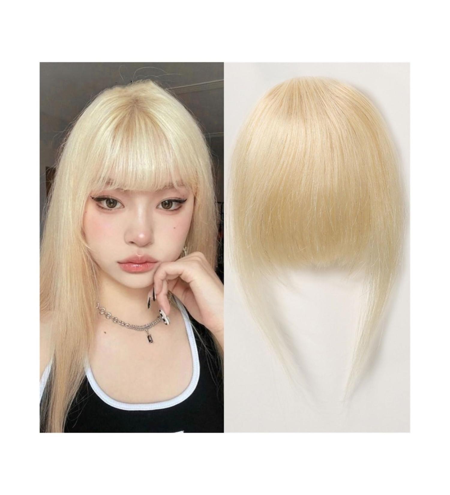 Bangs Hair Clip Clip in Bangs Remy Human Hair Wispy Bang Extention Fringe with Temples Blonde Glonde Hairpiece for Women Clip on Air Bang 4.5in Bangs Clip in Hair(Color:HLH1004-5) - Buy Online on GoSupps.com