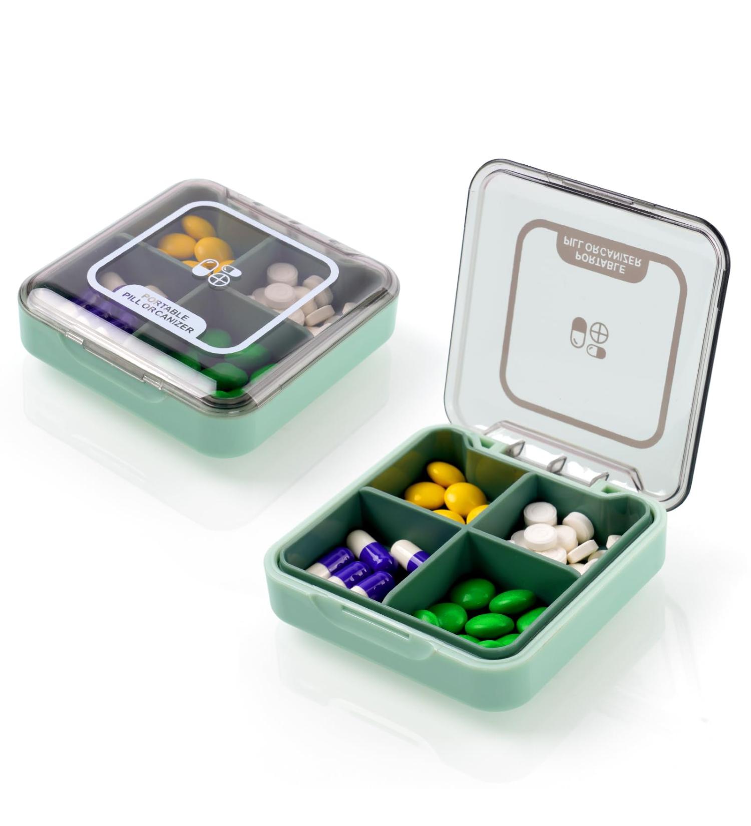 ACWOO Pill Dose Organizer - 7-Day Travel Medication Box with 4 Removable Compartments Moisture-Resistant Green | Perfect for Daily Use & International Shipping - Buy Online on GoSupps.com
