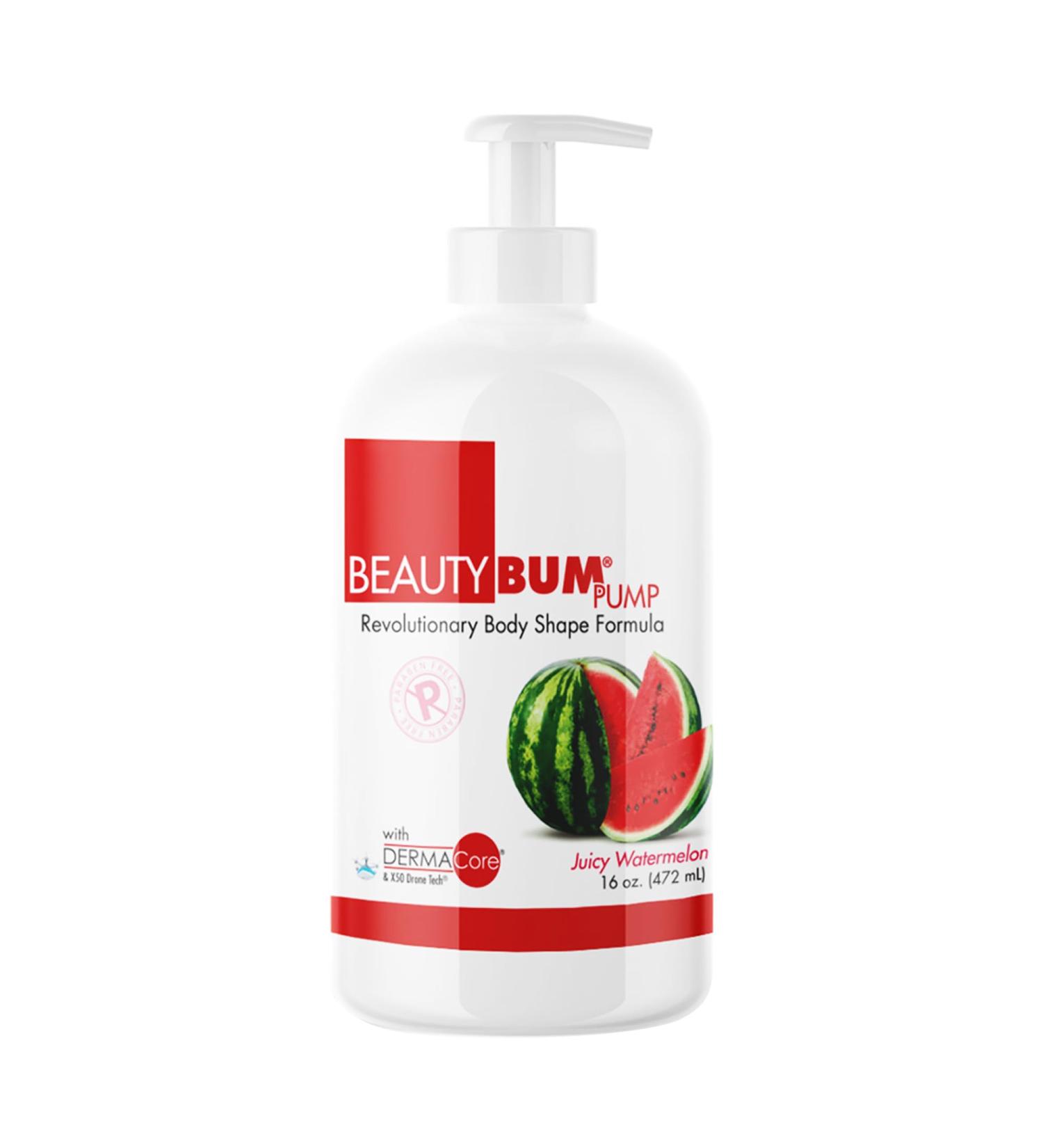 BeautyFit BeautyBum Pump Redefining Muscle Toning Lotion - Tightens and Firms Skin - Sculpt and Tone Problem Areas - Juicy Watermelon - 16 oz
