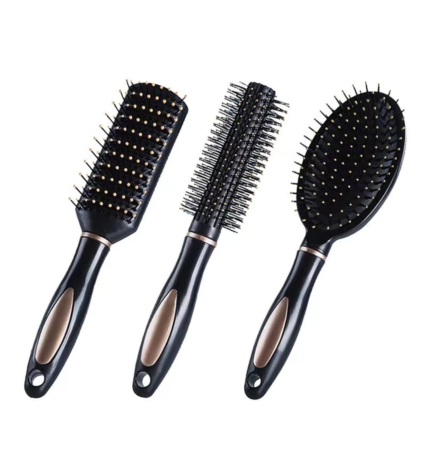 3-Piece Anti-Static Hairbrush Set - Relaxation & Massage Brushes for All Hair Types - Perfect for Women Men & Children - Wet or Dry Use - Buy Online on GoSupps.com