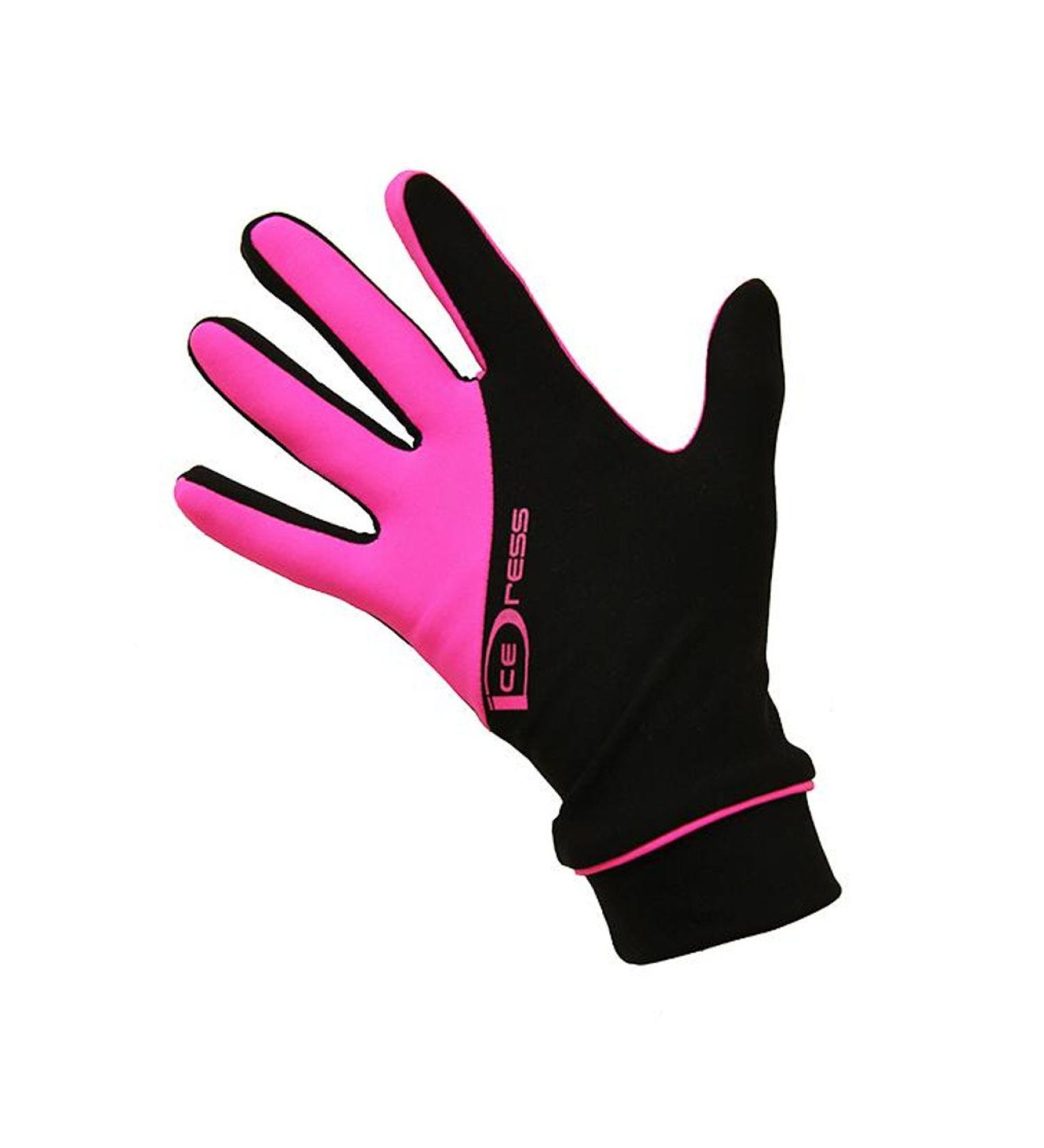 IceDress Two Color Thermal Figure Skating Gloves Sport Balck and Hot Pink CS
