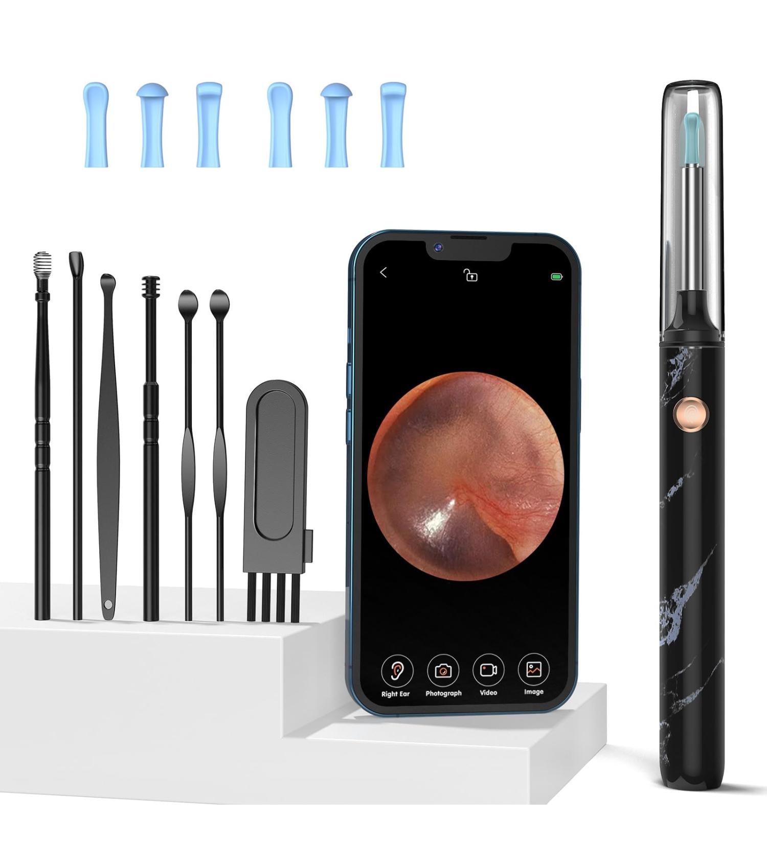 Outact 1080p HD Ear Wax Removal Otoscope - Waterproof Ear Cleaner with 7-Piece Set for iPhone iPad & Android - Perfect Ear Hygiene Solution - Buy Online on GoSupps.com