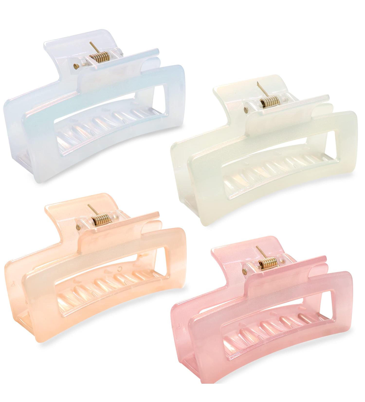 B.PHNE Medium Claw Clips 4 Pack - Non-slip Pink Hair Clips for Women & Girls - Pearlescent Square Design - Size 3.5 - Ideal for Thick & Thin Hair - Color B - Buy Online on GoSupps.com