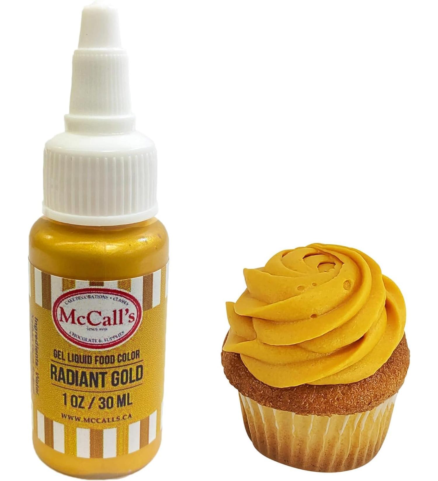 McCall's Liquid Gel Food Color 1 oz (Radiant Gold 30 ml) Radiant Gold 30 ml (Pack of 1)