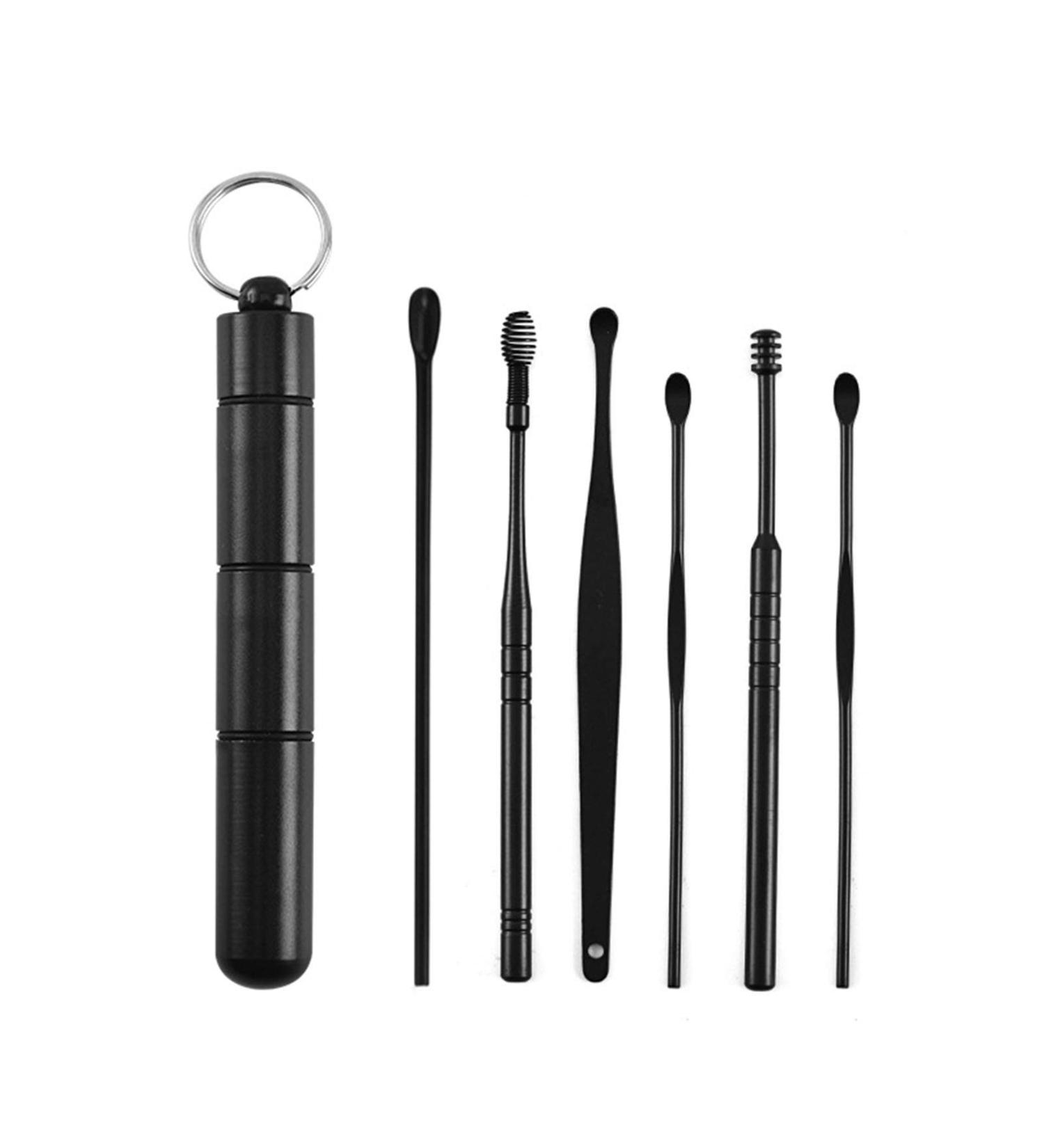 Ear Pick Ear Wax Removal Kit Professional Ear Cleansing Tool Set Premium Stainless Steel Curette Ear Cleaner Adults and Kids with Storage Box and Cleaning Brush 6-in-1 Ear Cleaning Tool Set Black - Buy Online on GoSupps.com