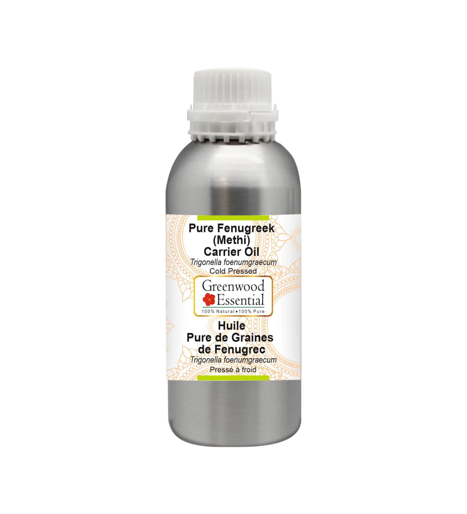 Greenwood Essential Natural Bockshorn Clover (Methi) Carrier Oil - Cold-Pressed Therapeutic Quality 630ml (21.3 oz) - International Shipping - Buy Online on GoSupps.com