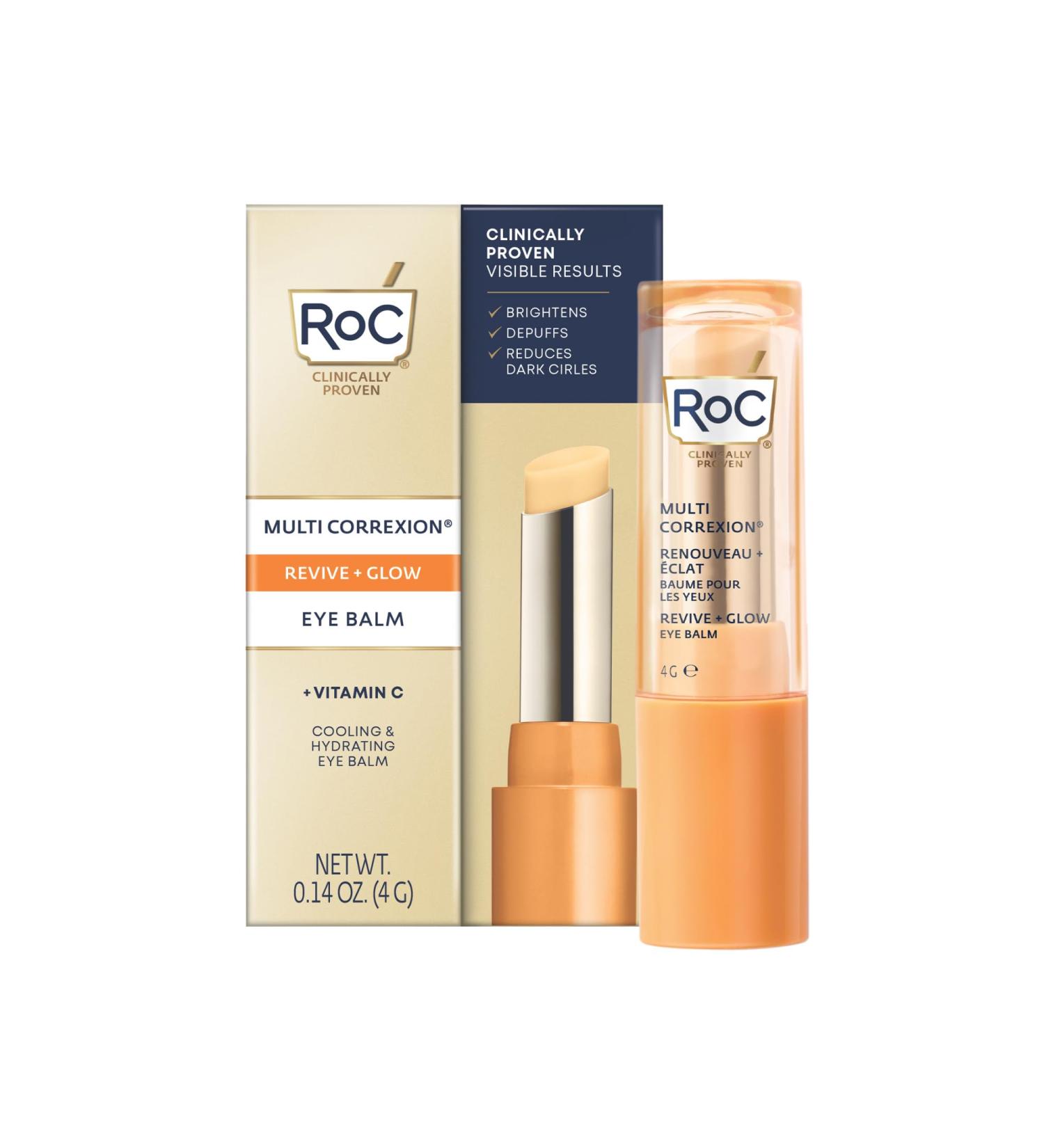 RoC Multi Correxion Revive + Glow Eye Balm Vitamin C + Peptide Formula Dark Circle Reduction Touchless Application Eye Cream - 4g - Buy Online on GoSupps.com