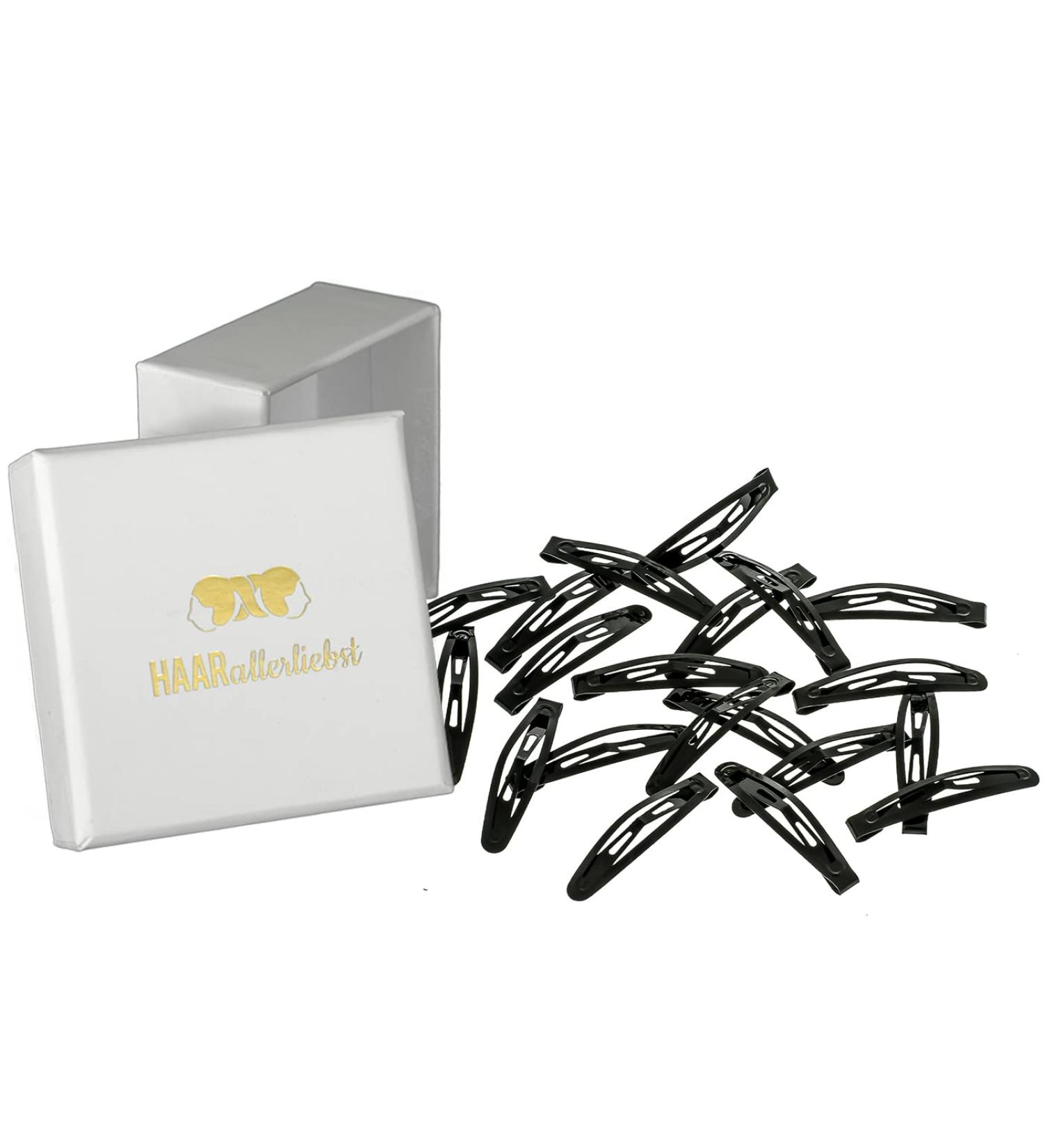 HAARallerliebst Small Black Hair Clips (20 Pack 4.3cm) with Stylish White Storage Box - Perfect for All Hair Types - Buy Online on GoSupps.com