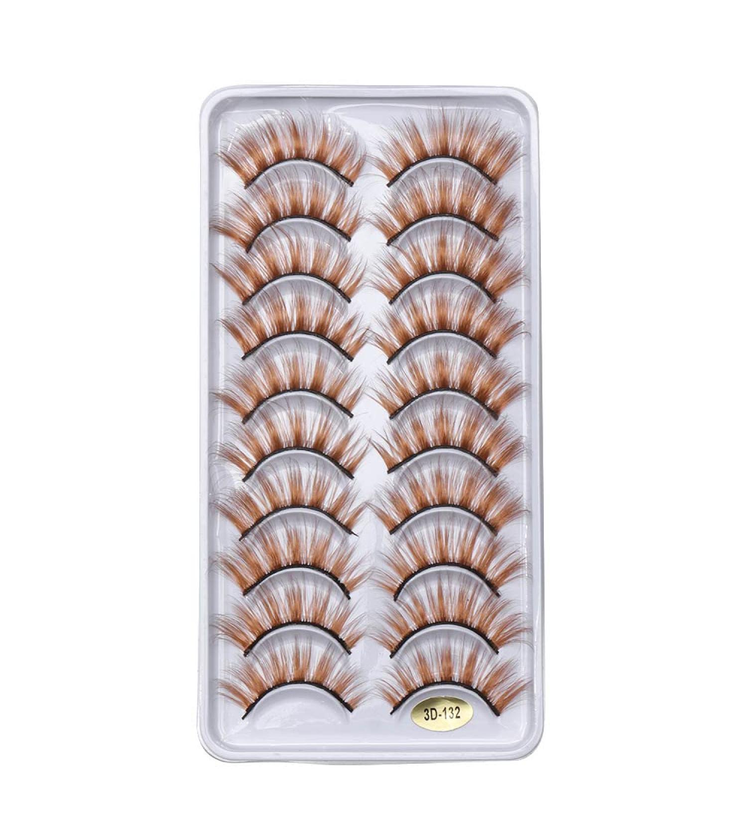 HomeSoGood 10 Pairs Brown Natural Look Wispy Cat Eye Mink False Eyelashes - Buy Online on GoSupps.com
