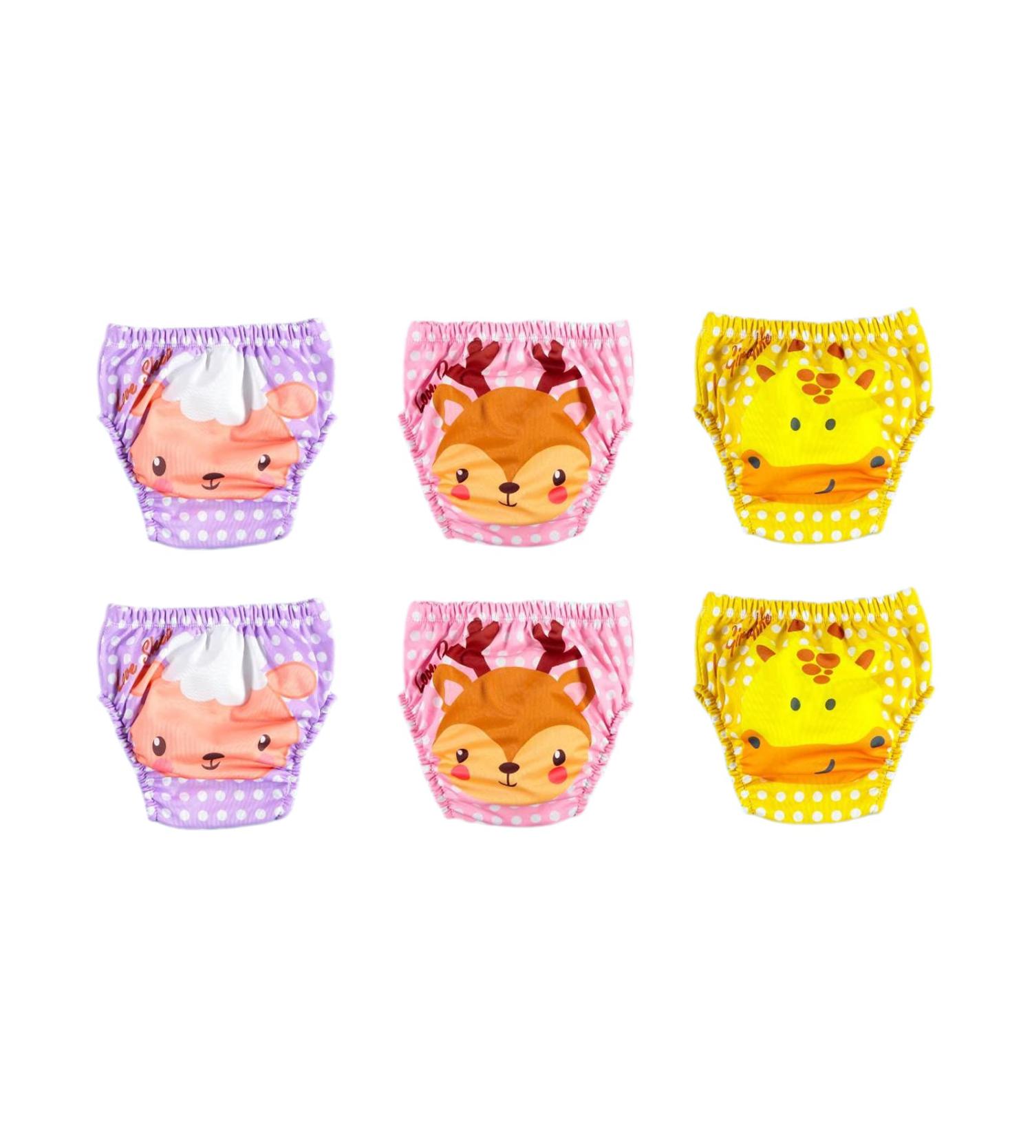 Ozyol Trainer trousers for droplet training 6 -pack - reusable learning diapers baby underwear for getting clean toilet training 110 Animal Girl