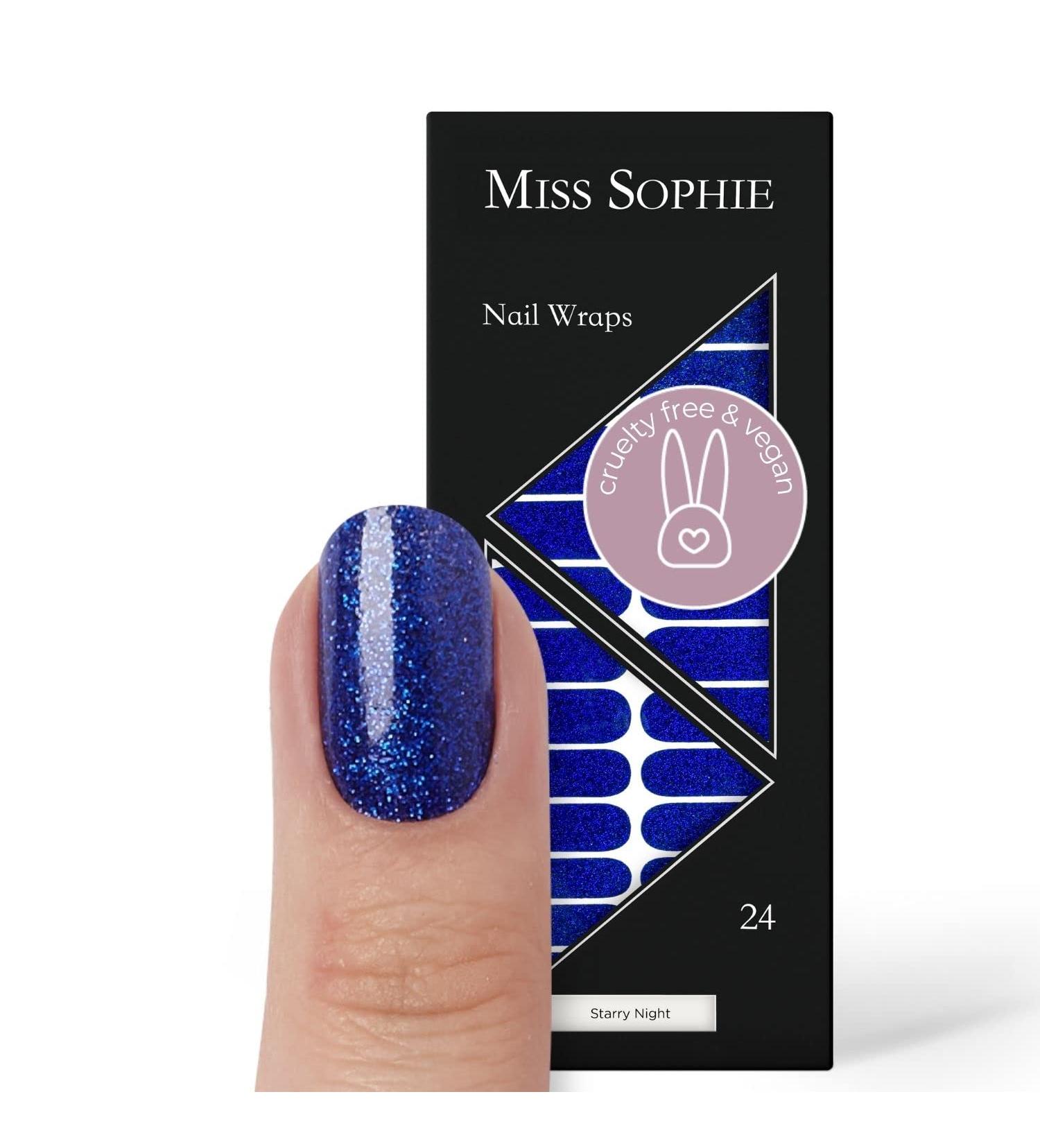 Miss Sophie Nail Foils Starry Night - 24 Glittery Blue Nail Polish Strips for Fingernails & Toenails - Buy Online on GoSupps.com
