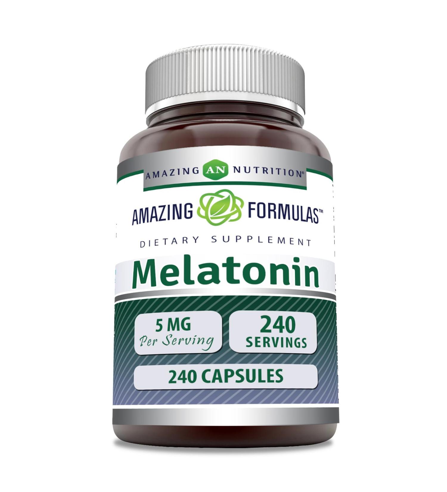Amazing Formulas Melatonin Supplement | 5 Mg Per Serving | 240 Capsules | Non-GMO | Gluten Free | Made in USA