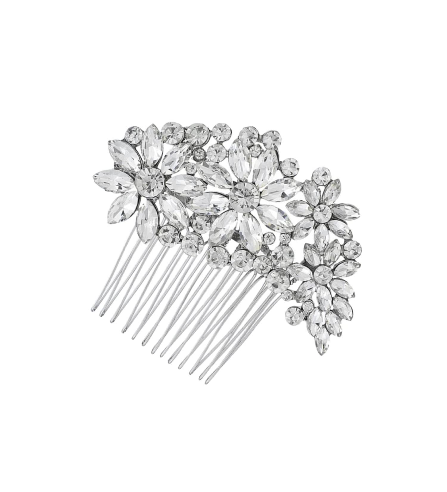 Ipetboom Bridal Headdress Hair Comb Silver Headpiece Bride Insert Comb Wedding Headpiece for Bride Empty Metal Pans for Makeup Silicone Ear Covers Tiara Miss Rhinestones Hair up - Buy Online on GoSupps.com