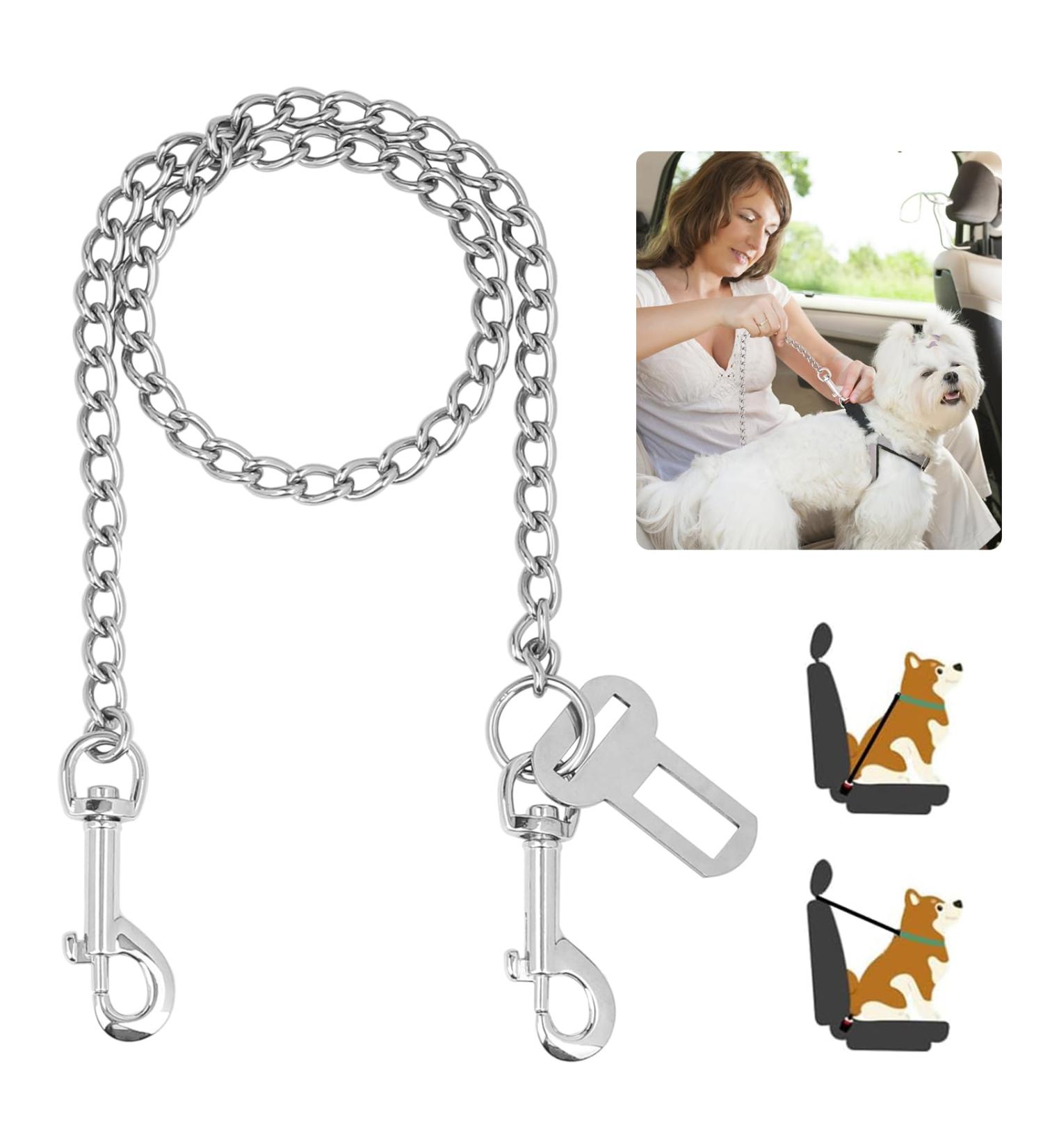 EfuturTime Bite-Resistant Dog Leash 85cm | Durable Car Seat Belt for Dogs & Cats | Stainless Steel 304 | Perfect for Small & Large Pets - Buy Online on GoSupps.com