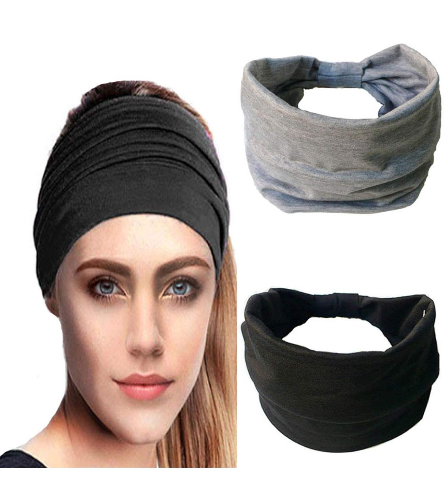 IYOU Fashion Headbands for Women & Girls | 2 Pack Knotted Cotton Sweatbands - Black Hairbands - Buy Online on GoSupps.com