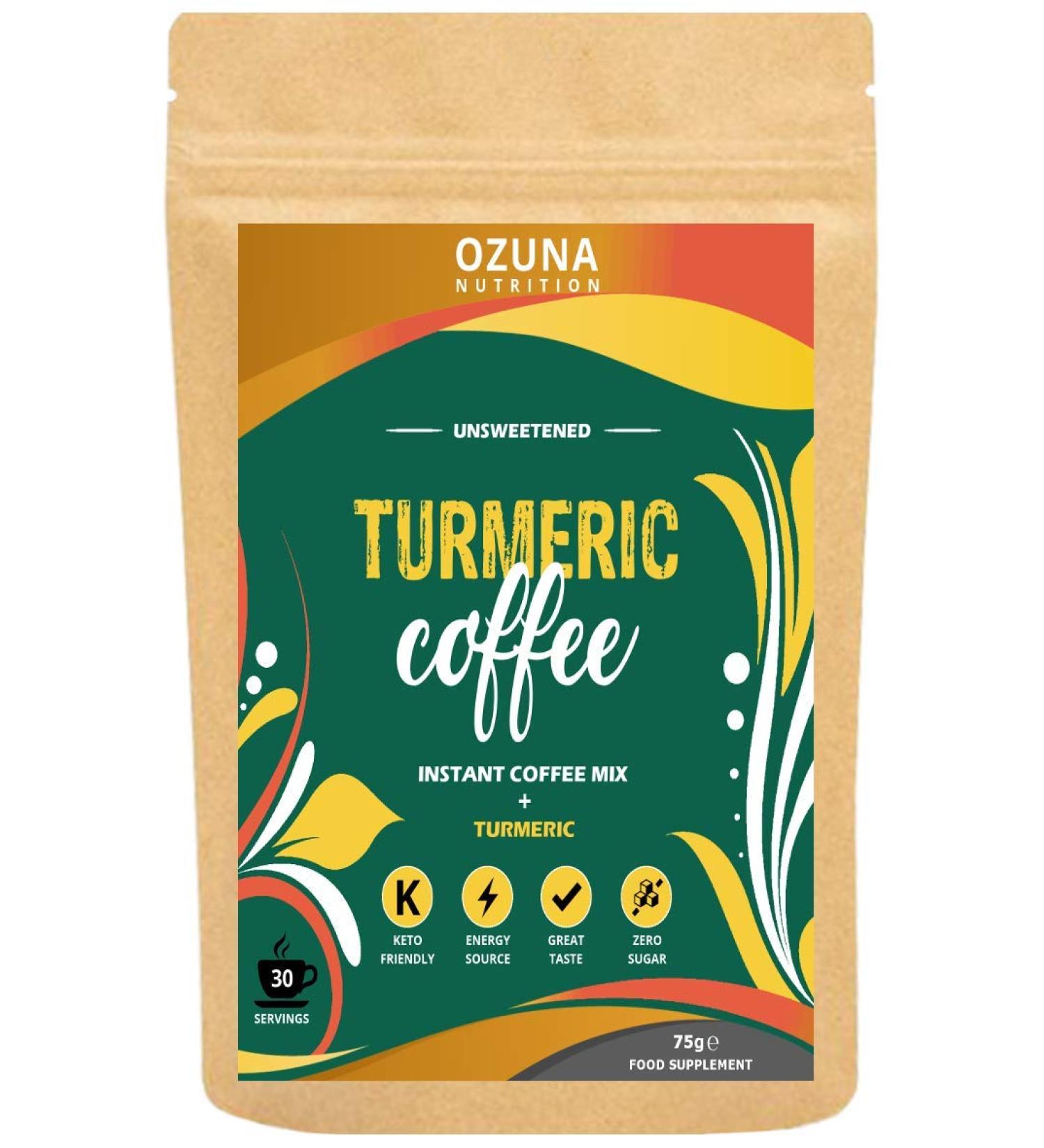 Turmeric Coffee Latte | Instant Golden Milk Elixir Mix Powder | Sugar Free Low Calorie Vegan Keto Friendly Diet Latte | 30 Servings - Buy Online on GoSupps.com