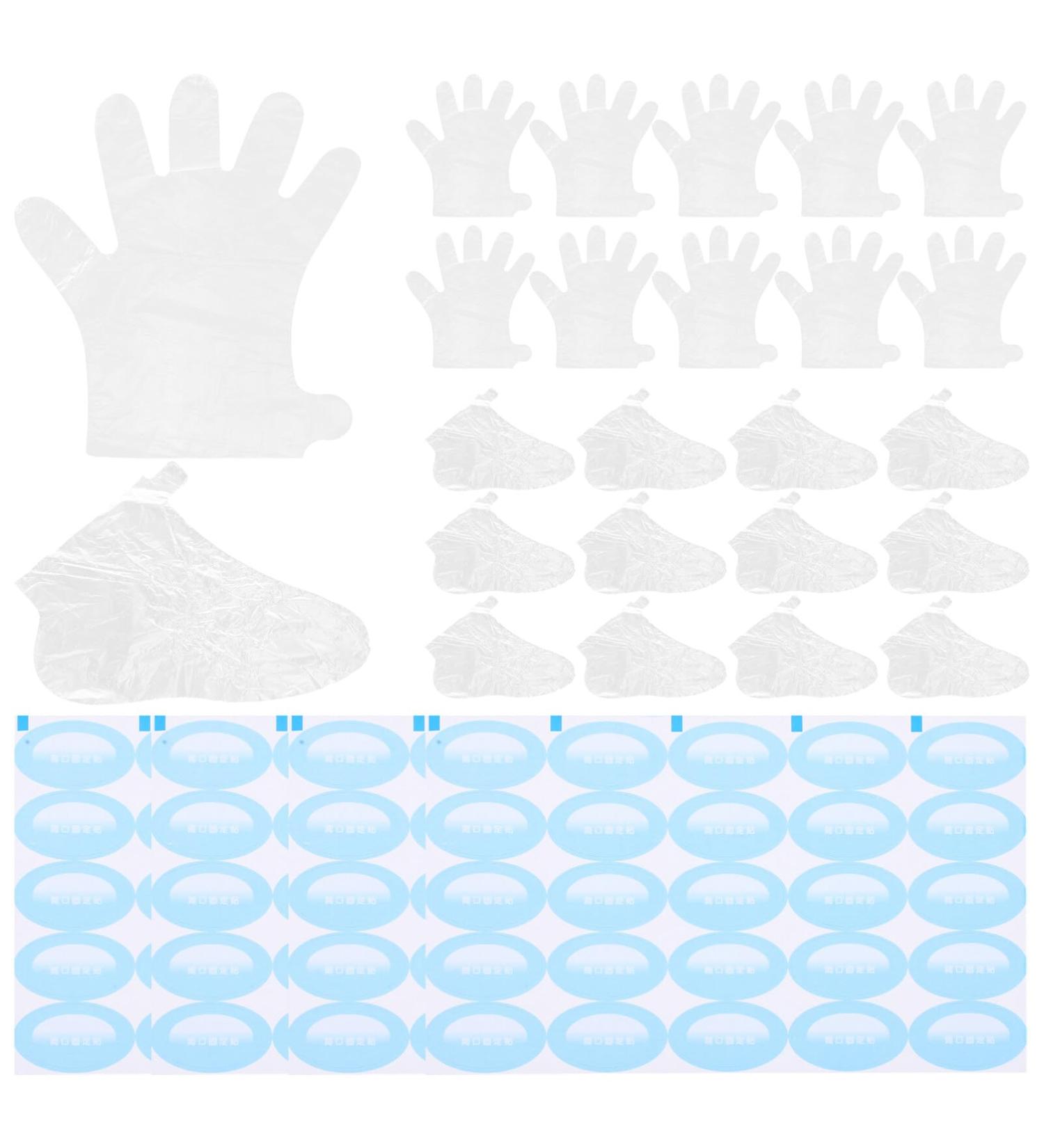 POPETPOP Gloves and Foot Covers Set 100 Booties 100 Gloves with 200 Adhesive Stickers for Foot Pedicure Hot Spa Wax Treatment - Buy Online on GoSupps.com