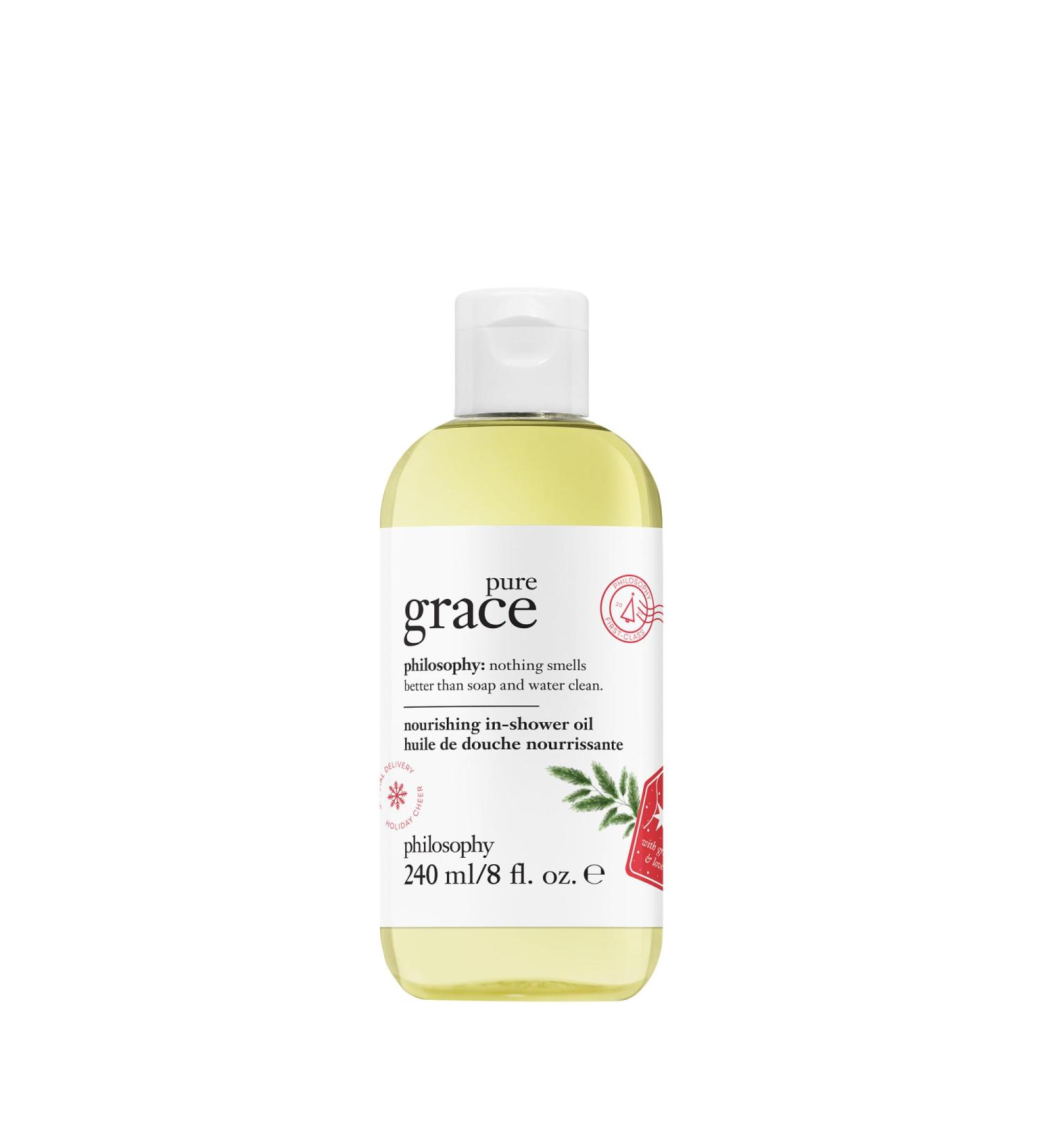 philosophy pure grace nourishing in-shower oil with skin-loving oils skin hydration that lasts all day