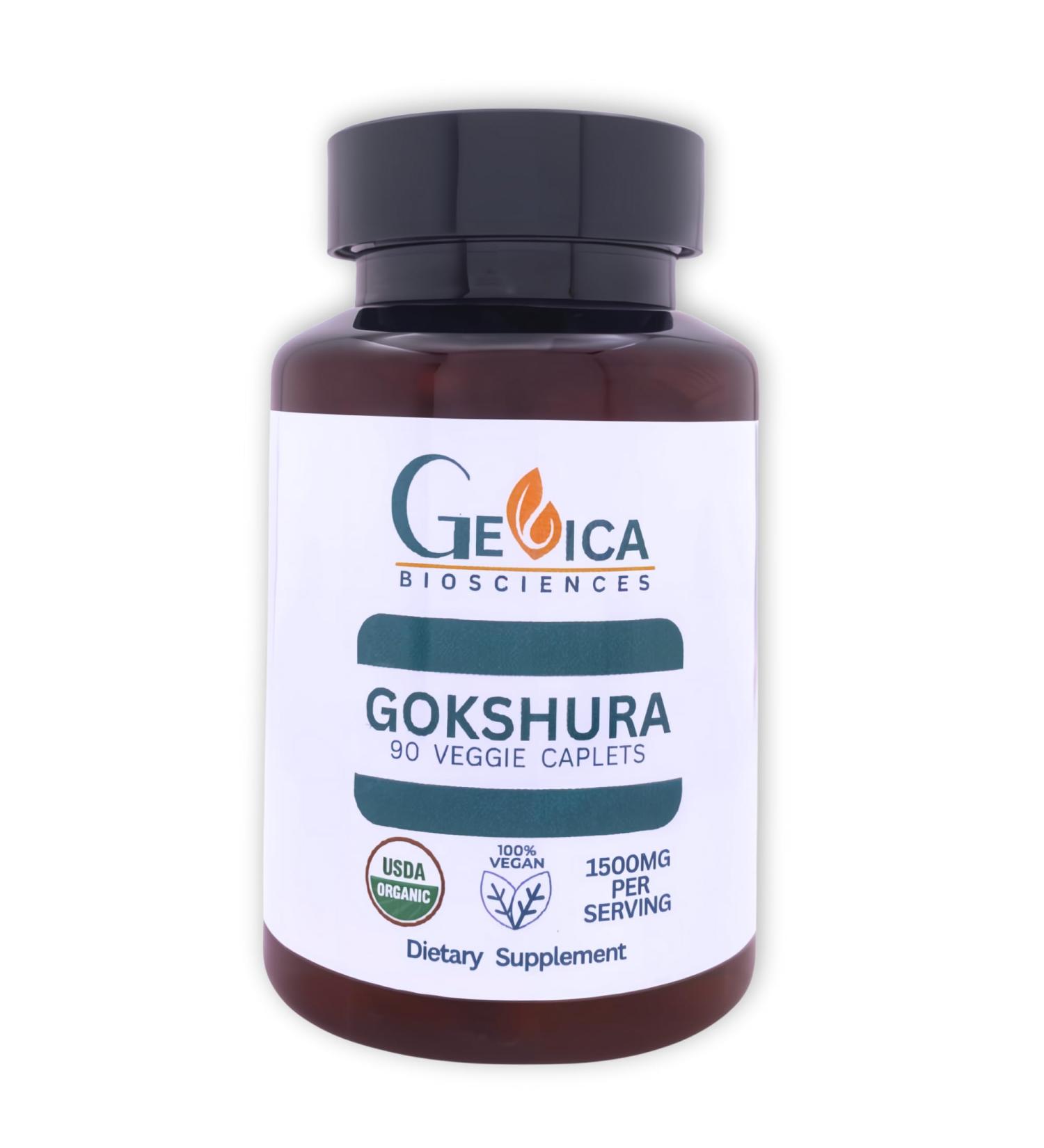 GeVica Biosciences Gokshura (Tribulus terrestris) USDA Organic 1500 mg per Serving Whole Herb Powder No Extract NPOP & BioAgriCert Certified 90 Caplets - Buy Online on GoSupps.com