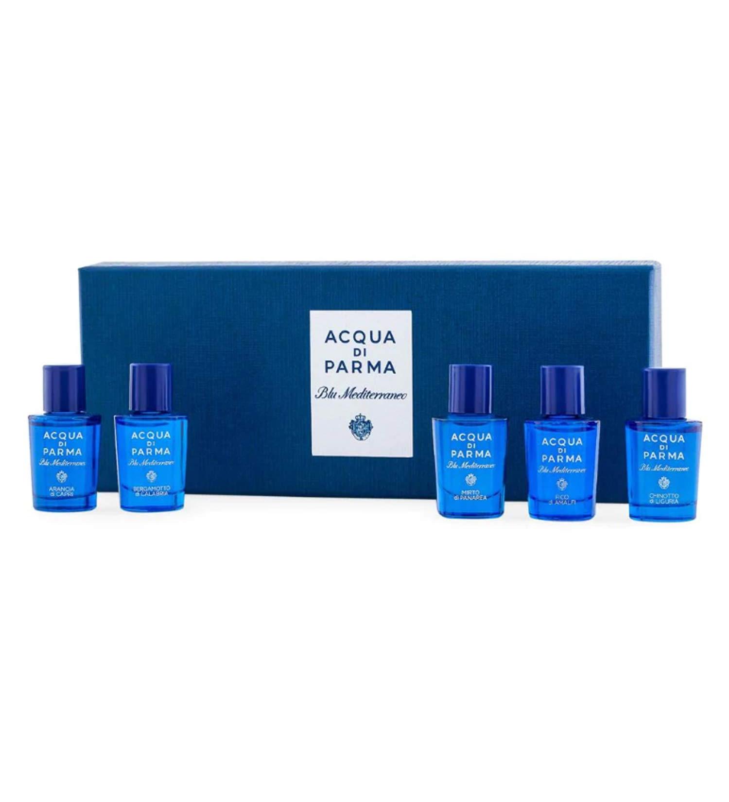 Acqua Di Parma Blu Mediterraneo Miniature Set! Includes Arancia di Capri Bergamotto di Calabria Fico di Amalfi Mirto di Panarea And Chinotto di Liguria! Perfect Fragrance Collection Gift Set!