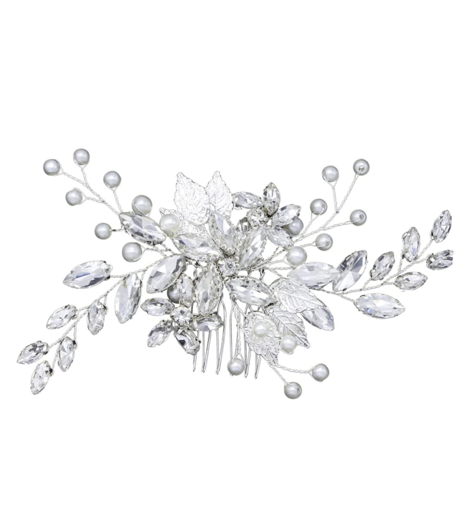 Housoutil Hair Accessories Wedding Flower Hair Comb Bride Headpieces for Wedding Crystal Headpiece Clip Wedding Hair Comb Insert Comb Tiara Elegant Headdress Hairpin Grace Women's - Buy Online on GoSupps.com